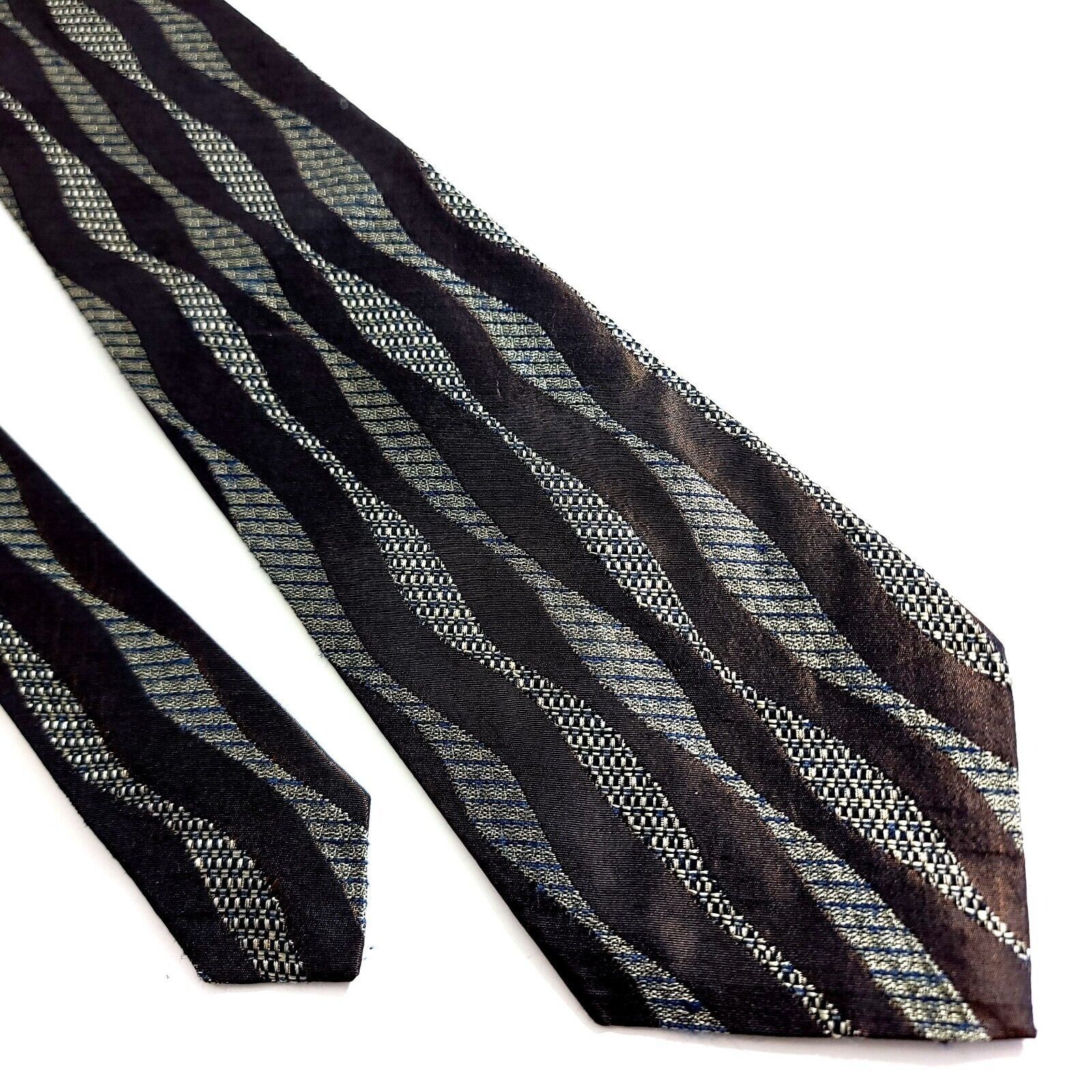 Designer Daniel Craig Brown Gray Metallic Woven Abstract Wide Silk Ti Size ONE SIZE - 1 Thumbnail