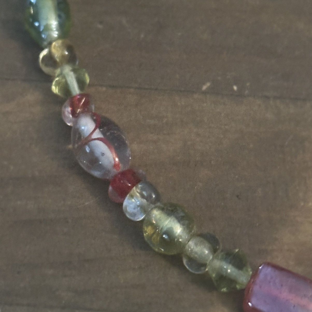 Vintage Vintage green and orange glass bead necklace Size ONE SIZE - 5 Thumbnail