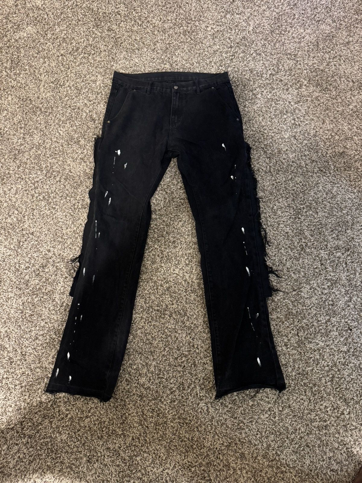 Other Black denim jean with paint splatter and frayed hem Size US 34 / EU 50 - 1 Thumbnail