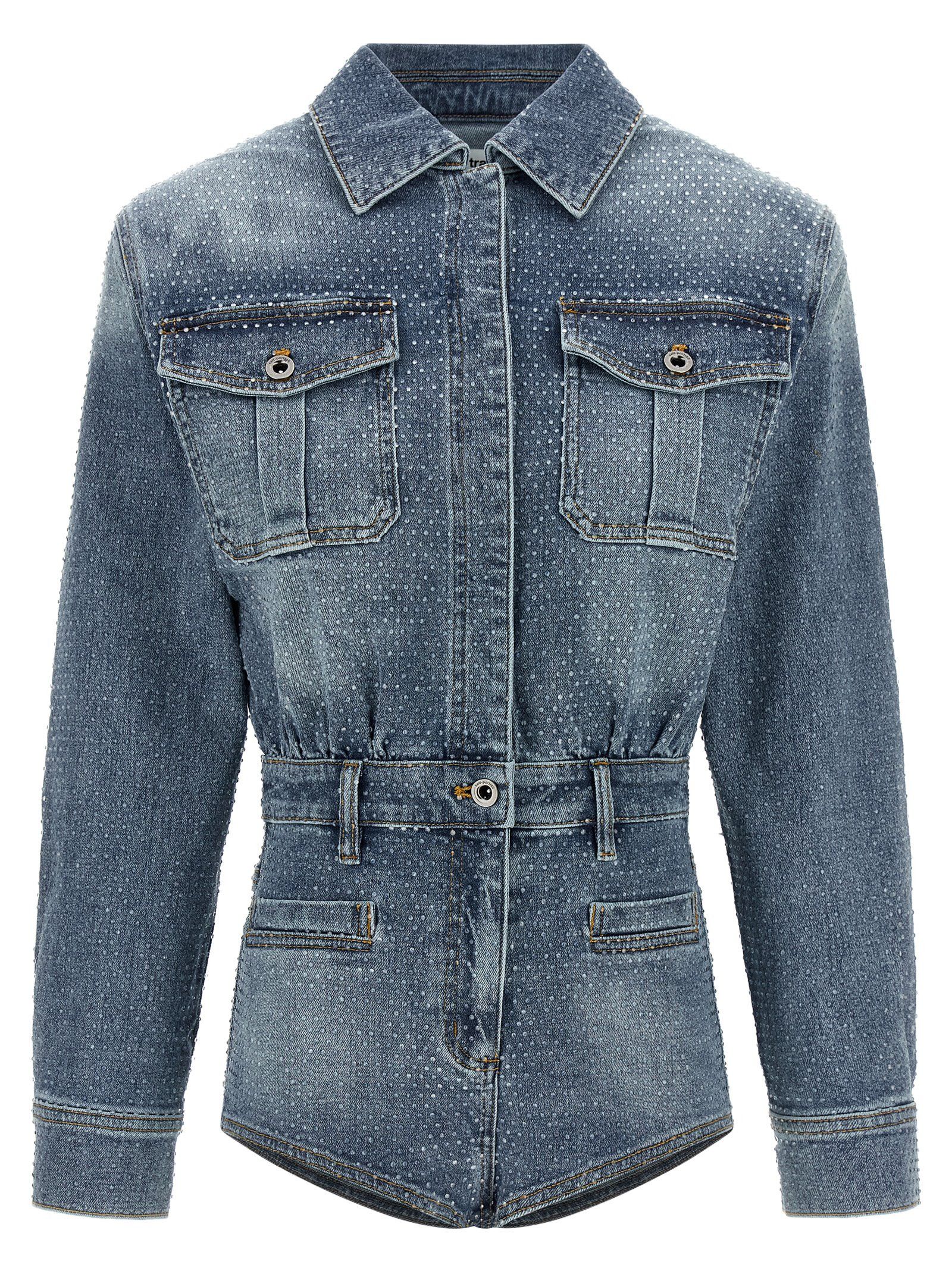 Self-Portrait 'Rhinestone Denim' jumpsuit Size 26" / US 2 / IT 38 - 1 Thumbnail