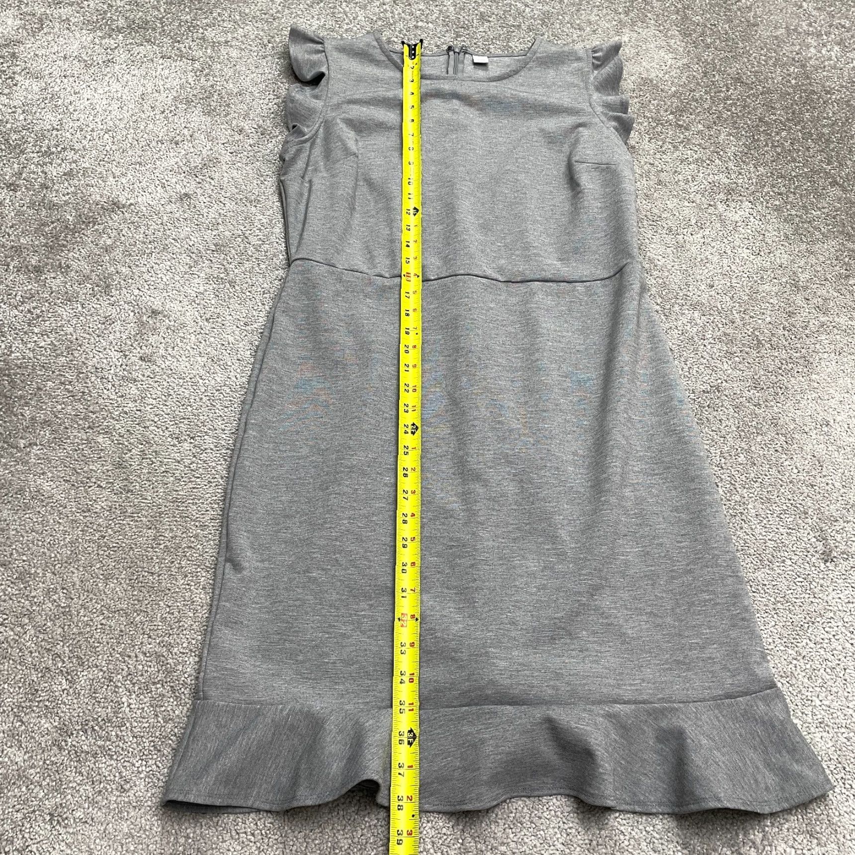 Old Navy Old Navy Dress Womens L Gray Ponte Knit Flutter Ruffle Sleeve Midi Sheath Zip Solid Work Size L / US 10 / IT 46 - 7 Thumbnail