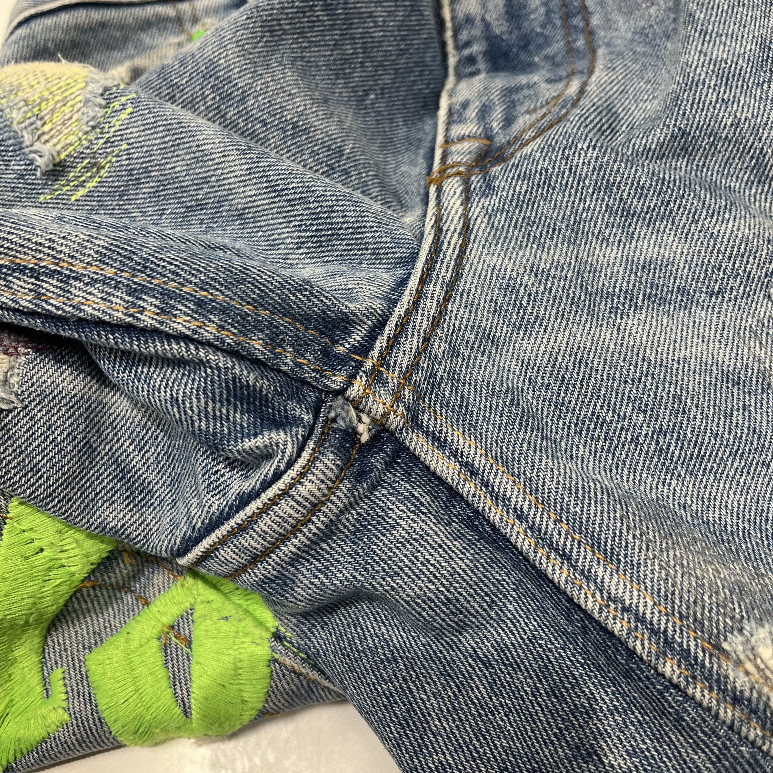 Endless Vlone x Endless Embroidered And Distressed Denim Jeans Blue Size US 32 / EU 48 - 23 Thumbnail