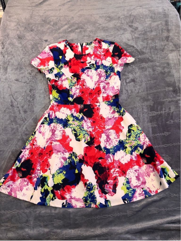 MILLY Women's Milly Floral Print Dress Size 10 Multi-color Size L / US 10 / IT 46 - 1 Thumbnail