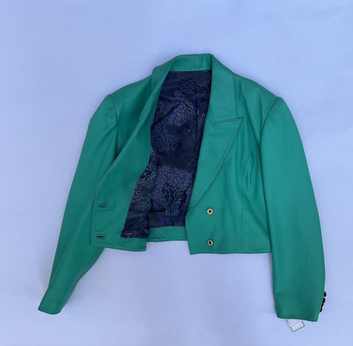 Vintage 80’s Vintage green leather jacket Size M / US 6-8 / IT 42-44 - 8 Thumbnail