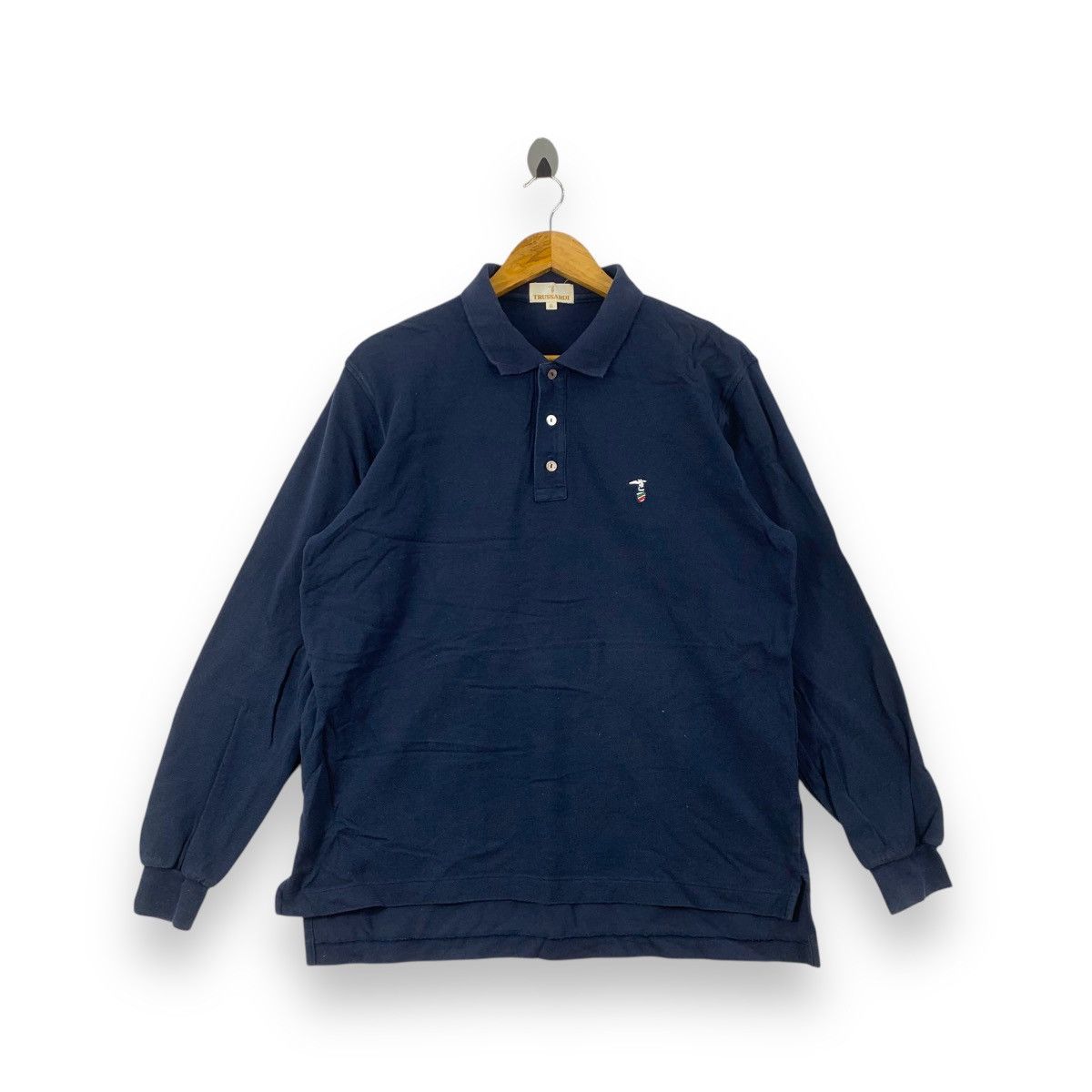 Trussardi Vintage 90’ TRUSSARDI ITALY Embosser Logo Polo Tee Shirt Top Size US XL / EU 56 / 4 - 1 Thumbnail
