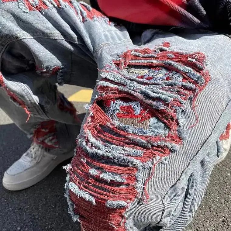Japanese Brand × Vintage Vintage Distressed Punk Harajuku-Style Straight Leg Denim Size US 32 / EU 48 - 3 Thumbnail