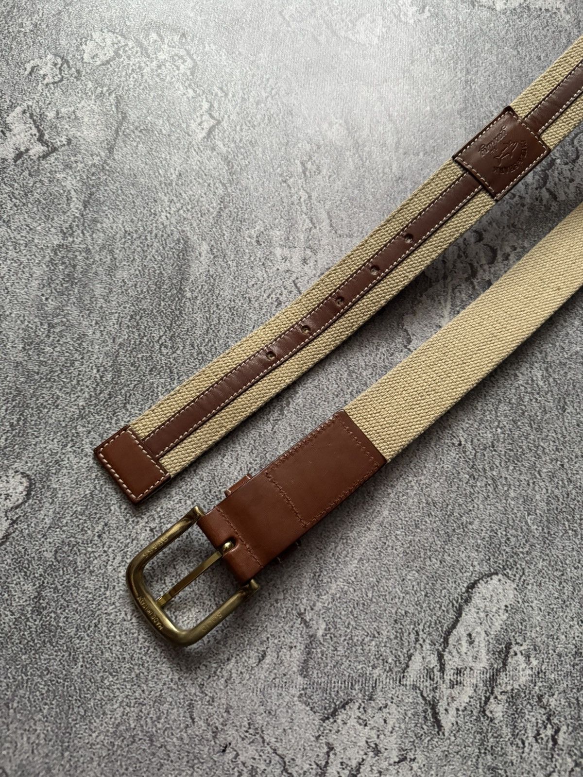 Designer × Paul & Shark × Vintage Paul & Shark 104cm belt casual leather brown / beige Size ONE SIZE - 17 Thumbnail
