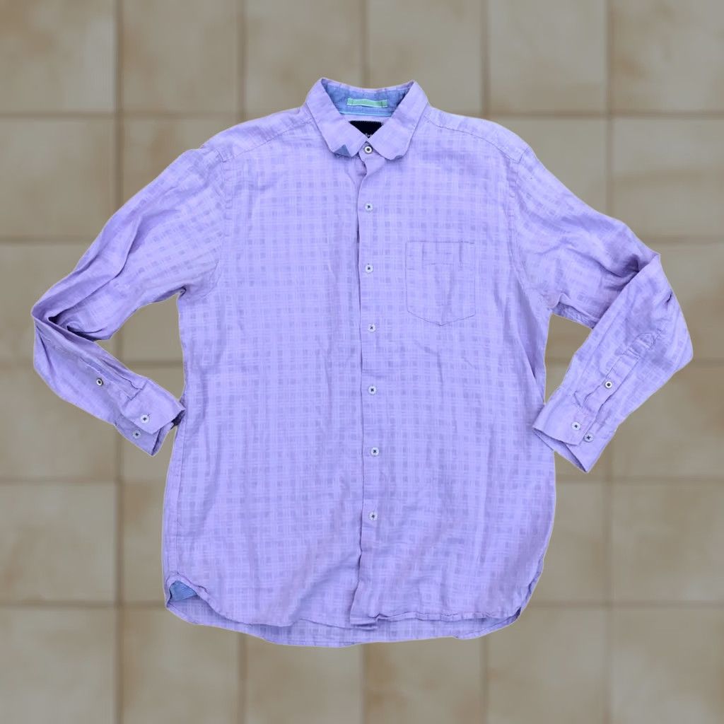 Tommy Bahama Tommy Bahama Button-Down Shirt Men's Medium Linen Blend Purple Plaid Shirt Mens Button-Up Long Sleeve Size US M / EU 48-50 / 2 - 1 Thumbnail