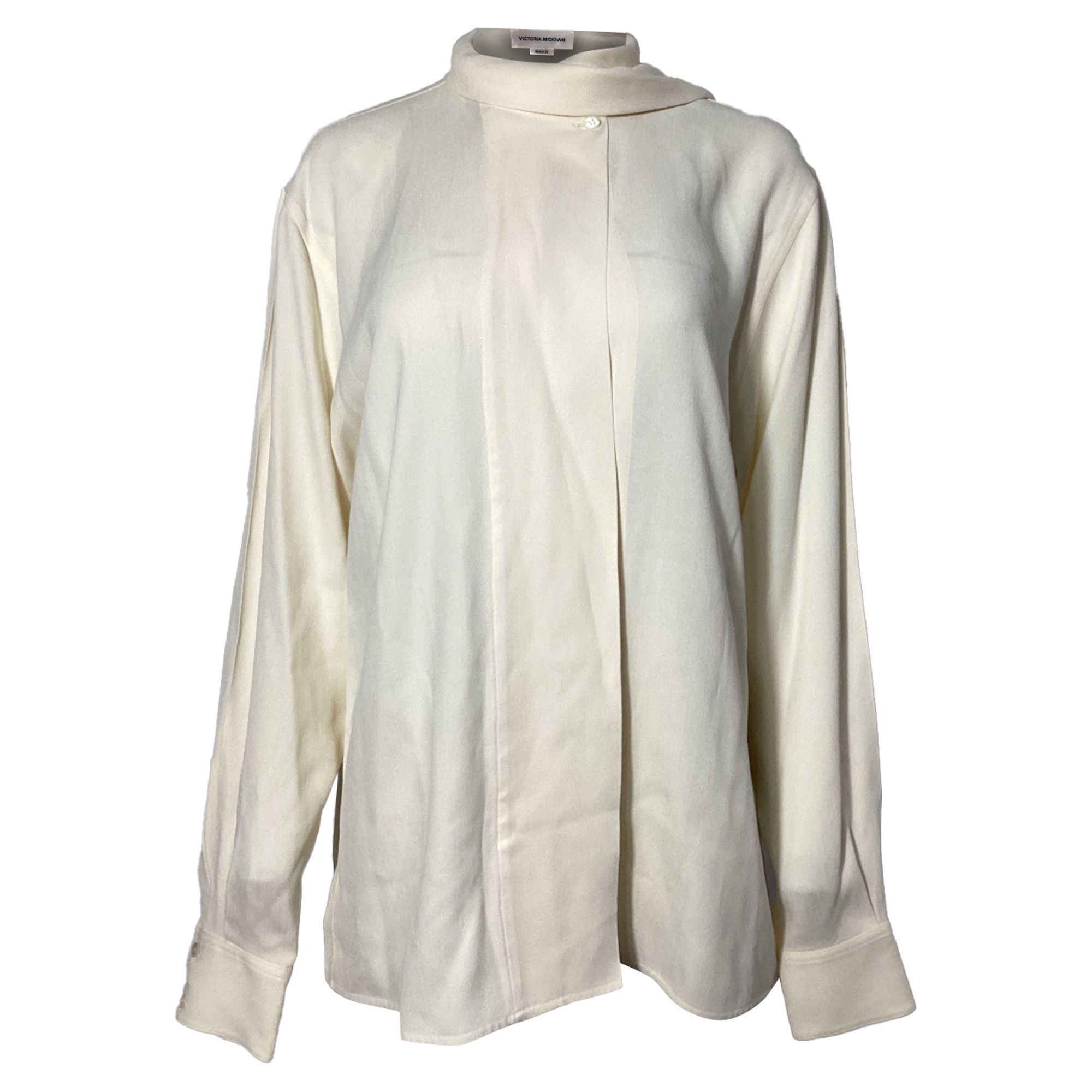 Victoria Beckham Victoria Beckham Scarf Neck Long Sleeve Blouse in Cream Ace Size XS / US 0-2 / IT 36-38 - 1 Thumbnail
