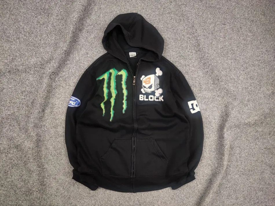 Rare Vintag Ken Block DC Monster Energy Rally Car Zip Hoodie