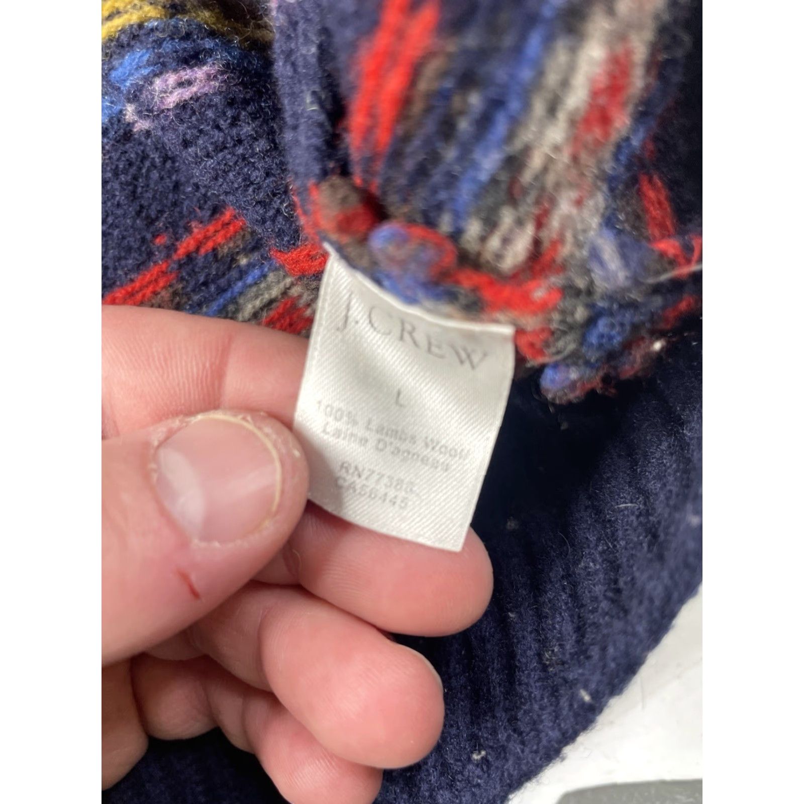 J.Crew J. Crew Men’s Navy Fair Isle Wool Knit Sweater Pullover L Casual Holiday Outdoor All Seasons Crew Neck Size US L / EU 52-54 / 3 - 7 Thumbnail