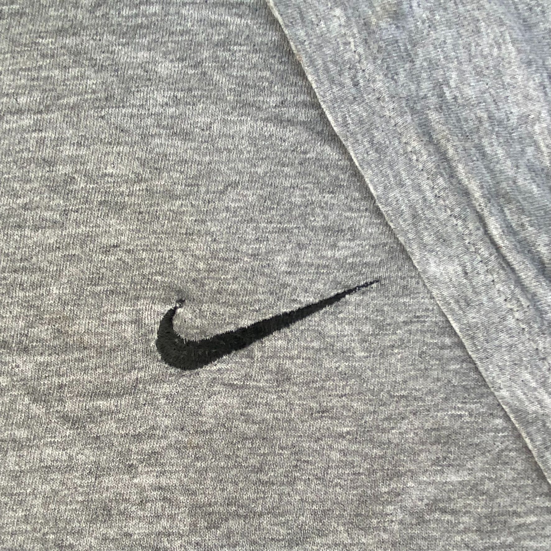 Nike × Vintage Vintage 90s Nike Logo Shirt Gray Off Center Swoosh Tee Size US XL / EU 56 / 4 - 3 Thumbnail