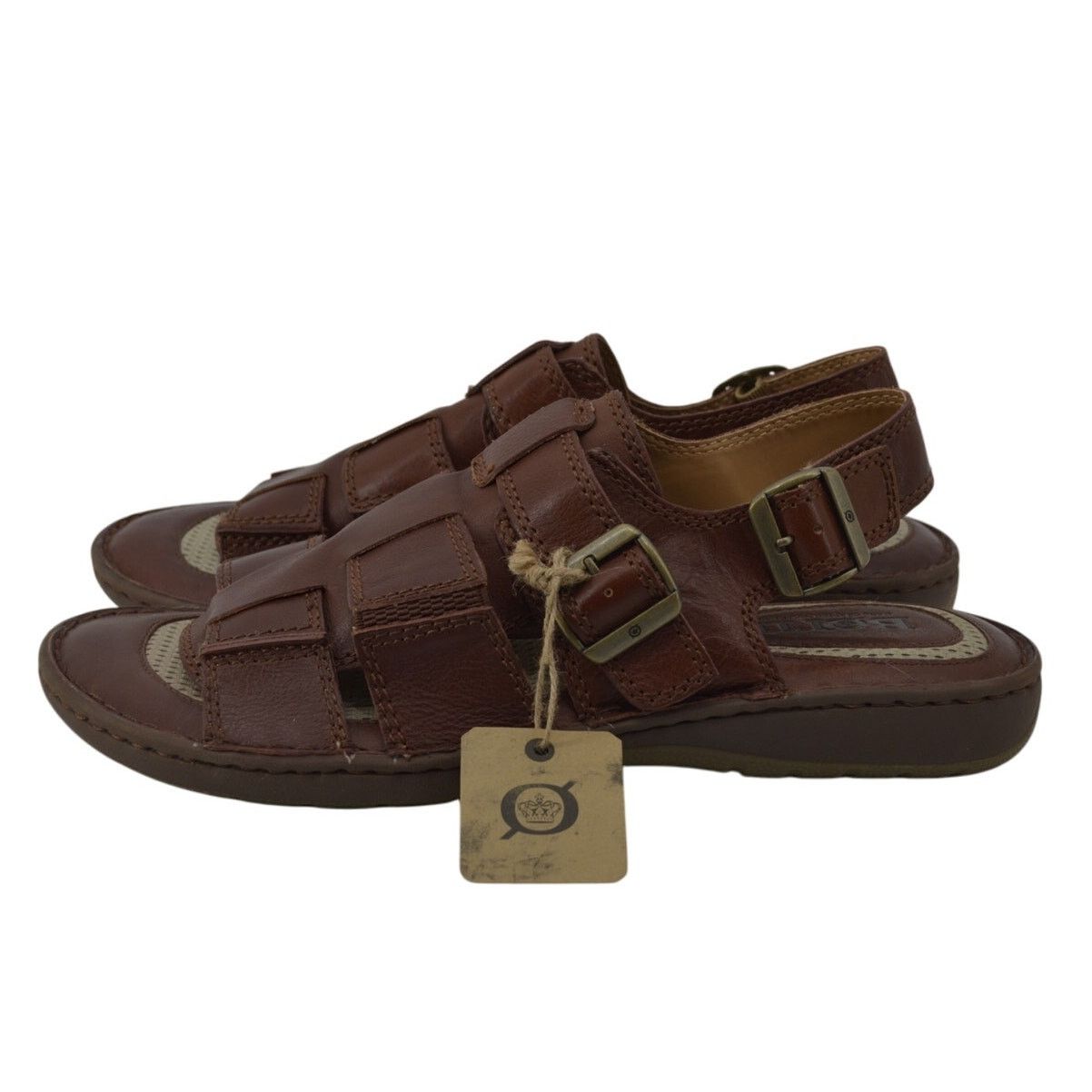 Born Men\'s Chocolate Brown Leather Sandals 13 Born Shoes Corvo II Flip-Flop Sandals, Tan | Sandals | Men main image 2