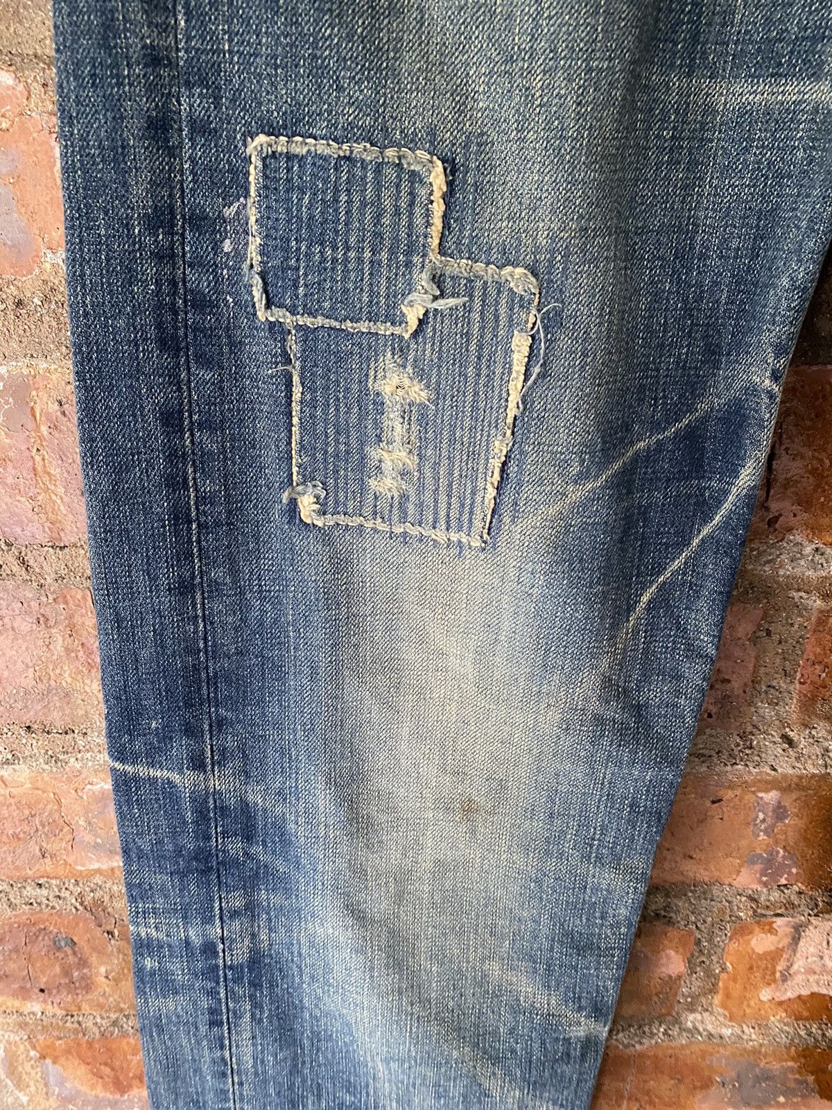 Kapital Vtg DMG Domino whisker patchwork distresses denim Size US 29 - 7 Thumbnail