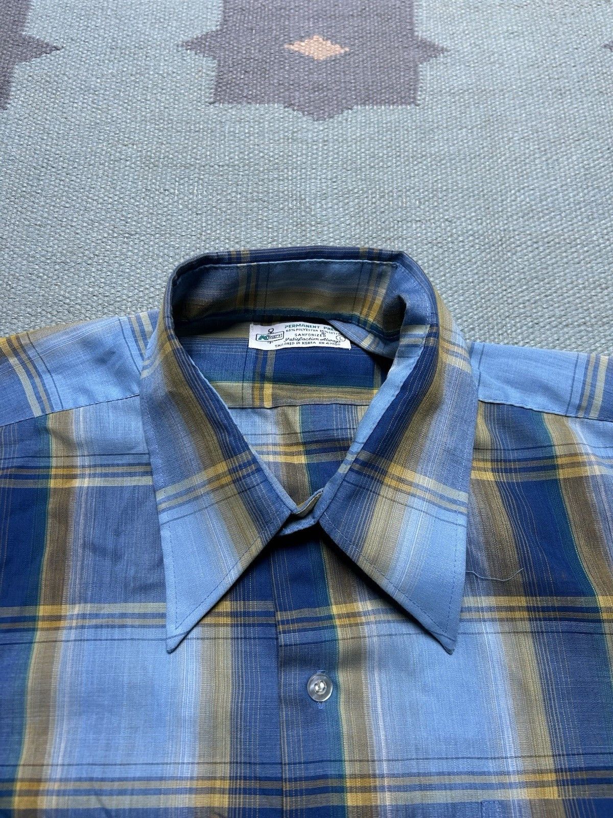 Vintage Vtg 60s button shirt shadow plaid sanforized lightweight L Size US L / EU 52-54 / 3 - 4 Thumbnail
