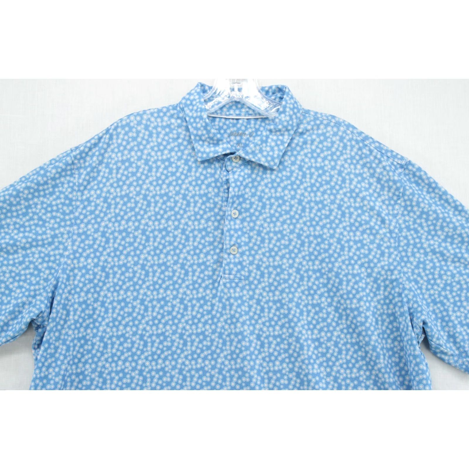 johnnie-O Johnnie-O Shirt Men XL Blue Geometric Short Sleeve Polo Performance Golf Size US XL / EU 56 / 4 - 2 Thumbnail
