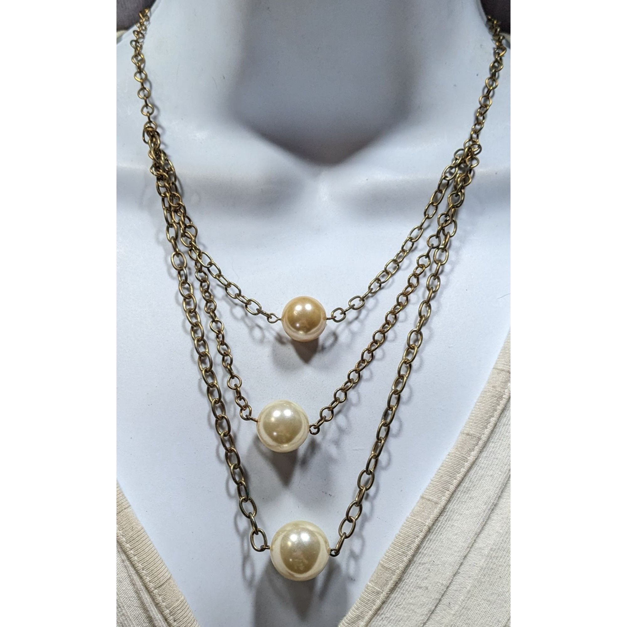 Other Vintage Glam Layered Chain Necklace With Faux Pearls Size ONE SIZE - 4 Thumbnail