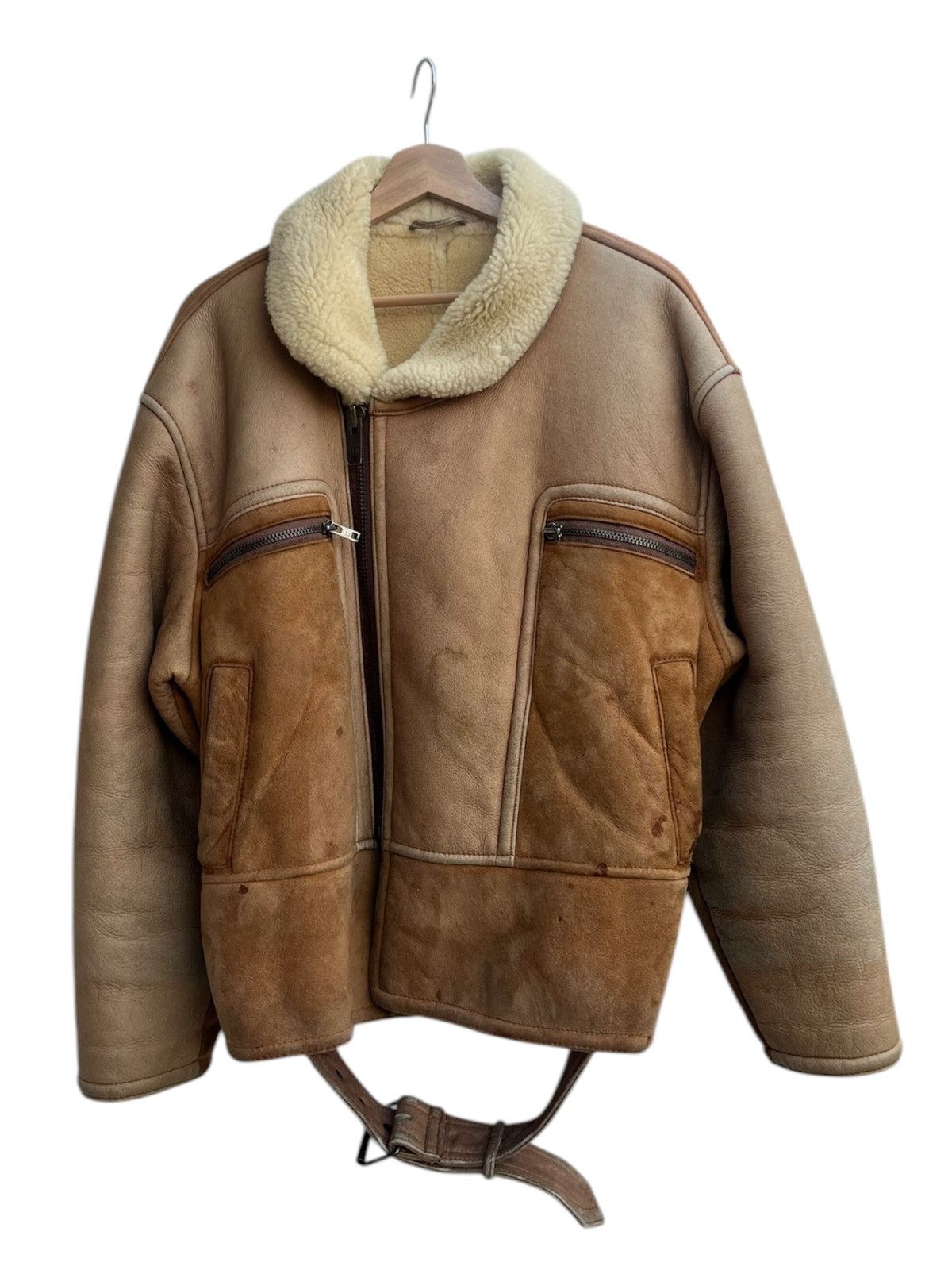 Genuine Leather × Japanese Brand × Leather Ohfesta Sheepskin Shearling Flight Jacket Size US M / EU 48-50 / 2 - 3 Thumbnail