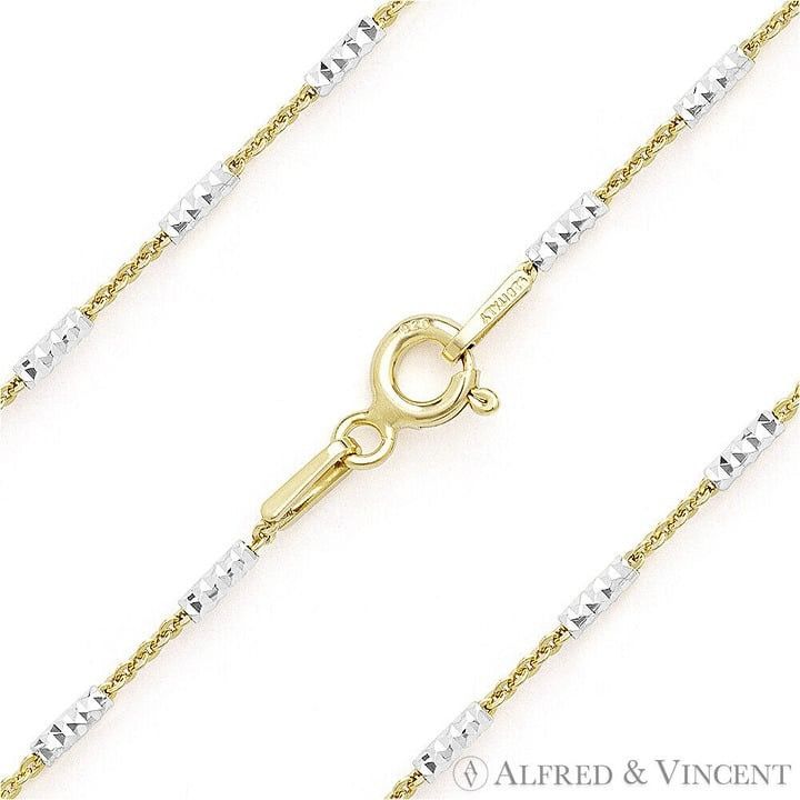 Other 1.4mm Diamond-Cut Bar & 1.1mm Cable Link Chain Necklace Size ONE SIZE - 1 Preview