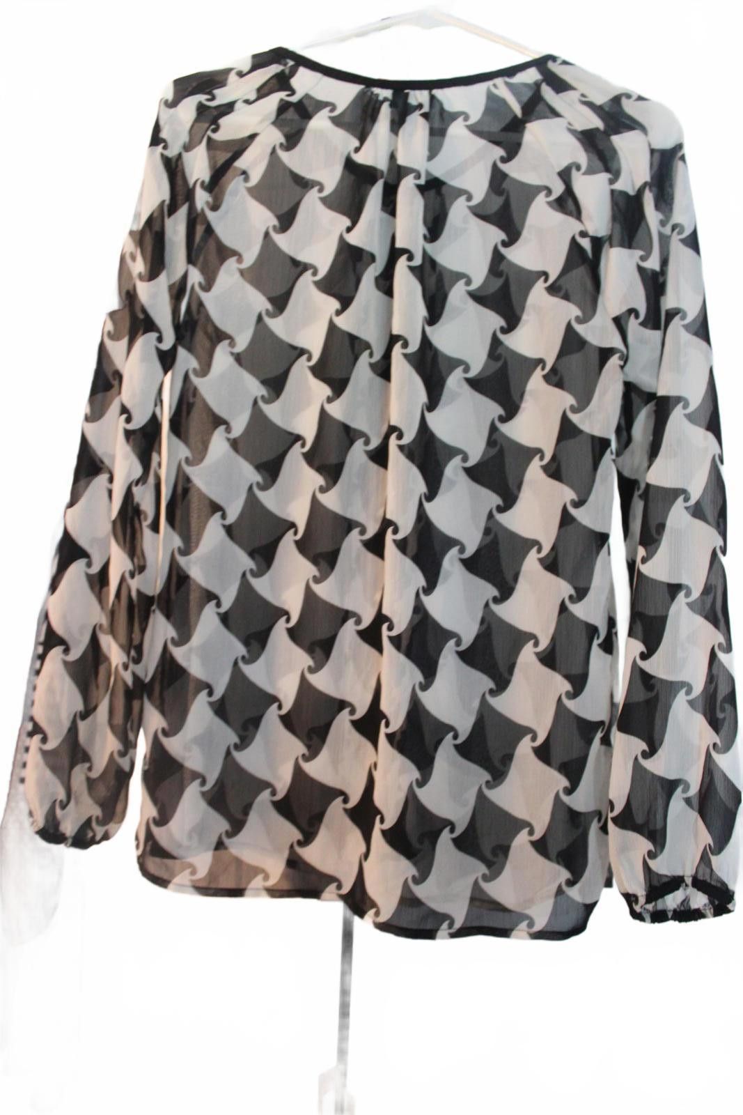 Charter Club Charter Club Black and White Sheer Patterned Blouse Small Size S / US 4 / IT 40 - 4 Thumbnail