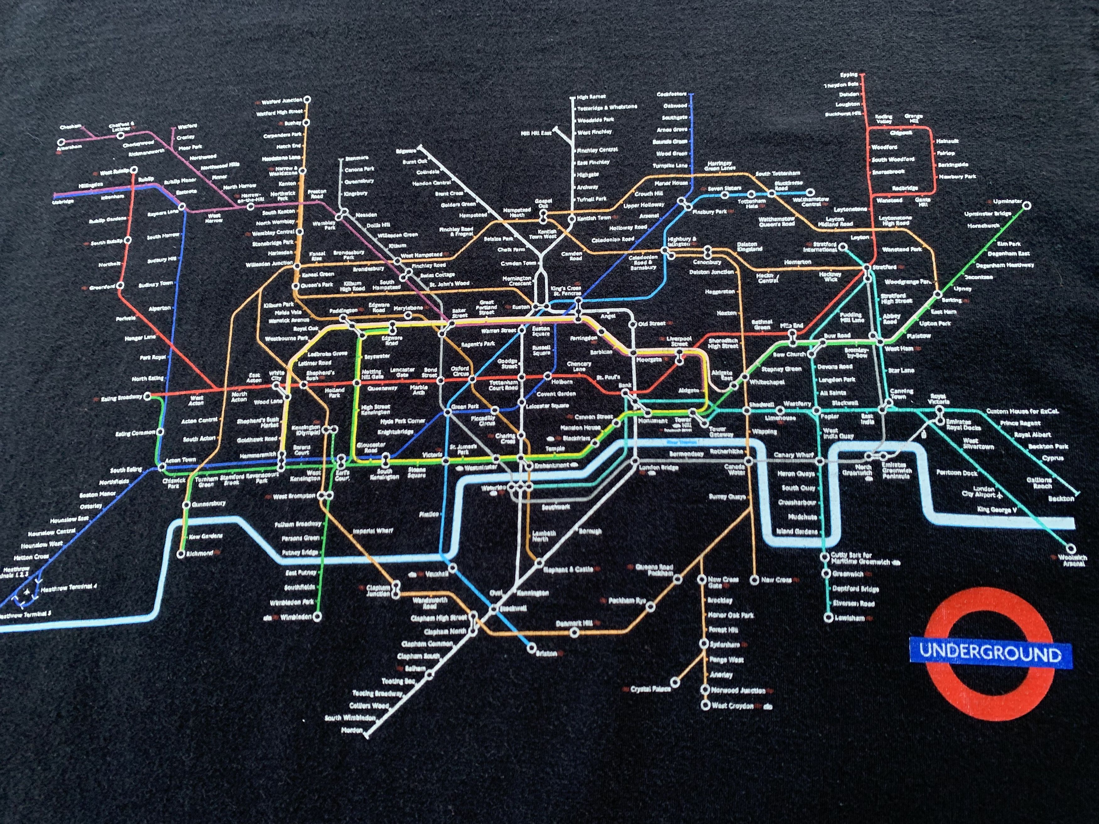 Other Vintage London Underground Subway Map T Shirt Size US L / EU 52-54 / 3 - 5 Thumbnail