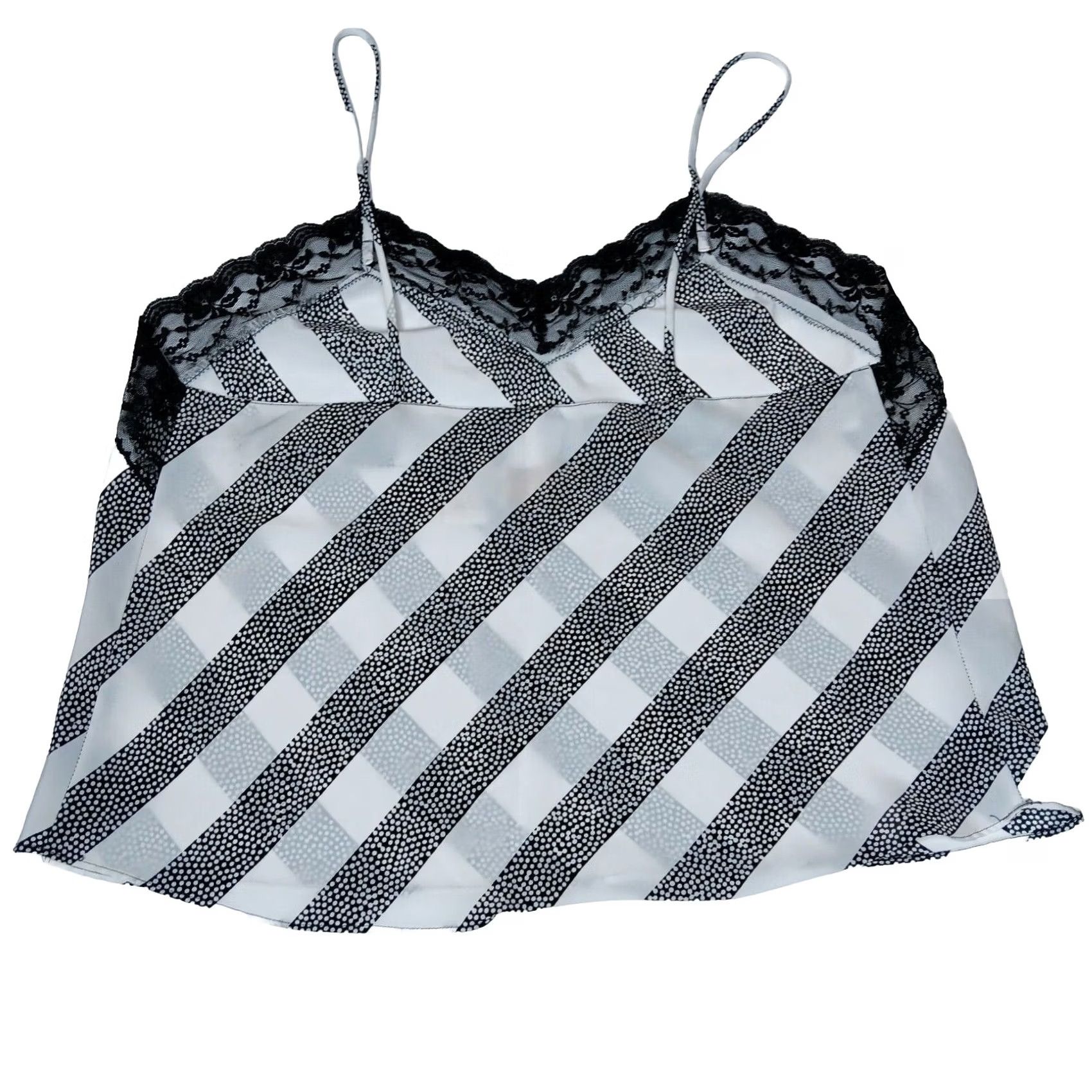 Victoria's Secret VINTAGE Victoria's Secret L Sleep Top Cami Black White Stripe Sexy Lace Gold Tag Size L / US 10 / IT 46 - 4 Thumbnail
