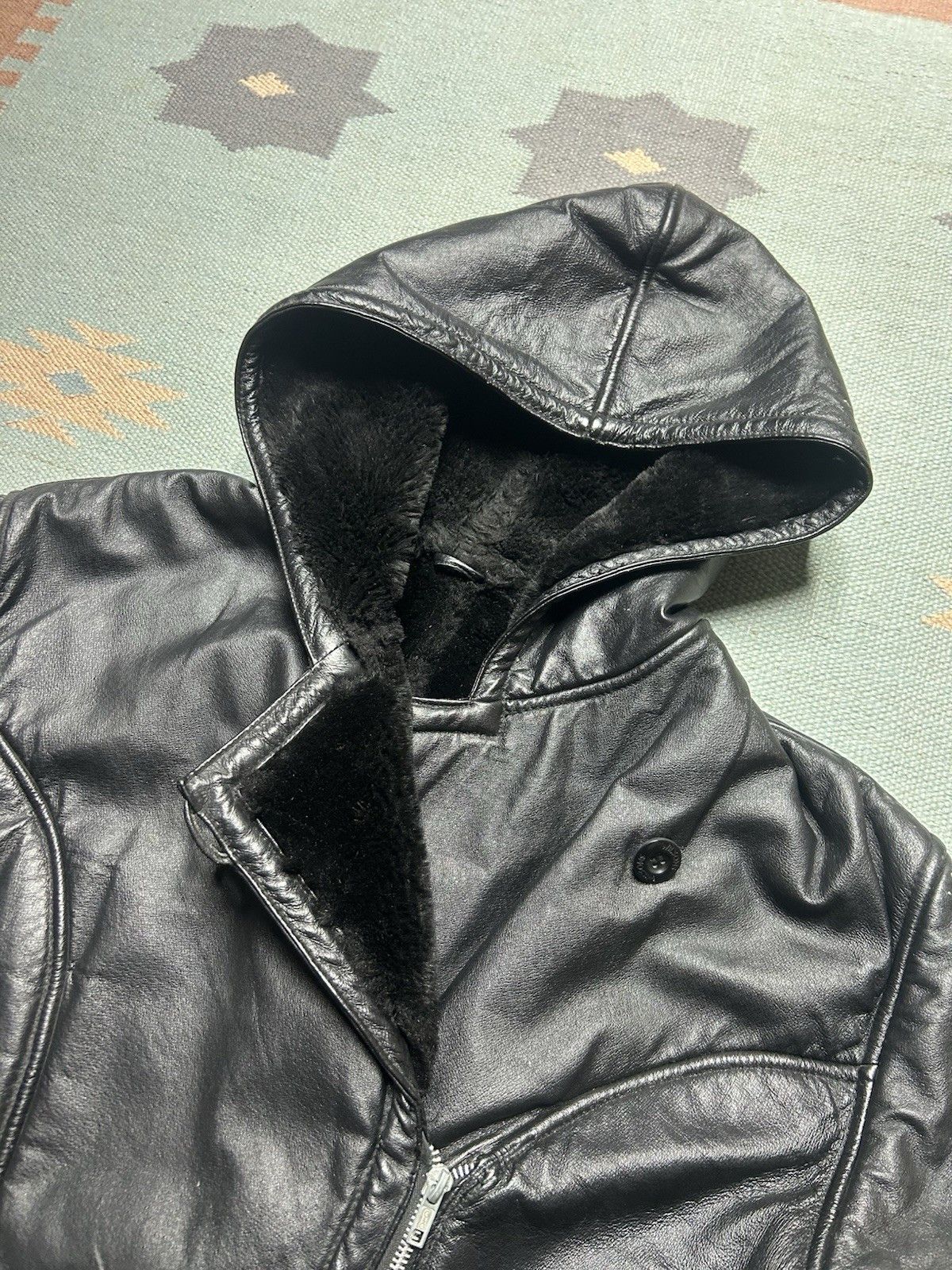 Vintage Vtg Wilson’s hooded leather jacket faux fur motorcycle L Size US L / EU 52-54 / 3 - 4 Thumbnail