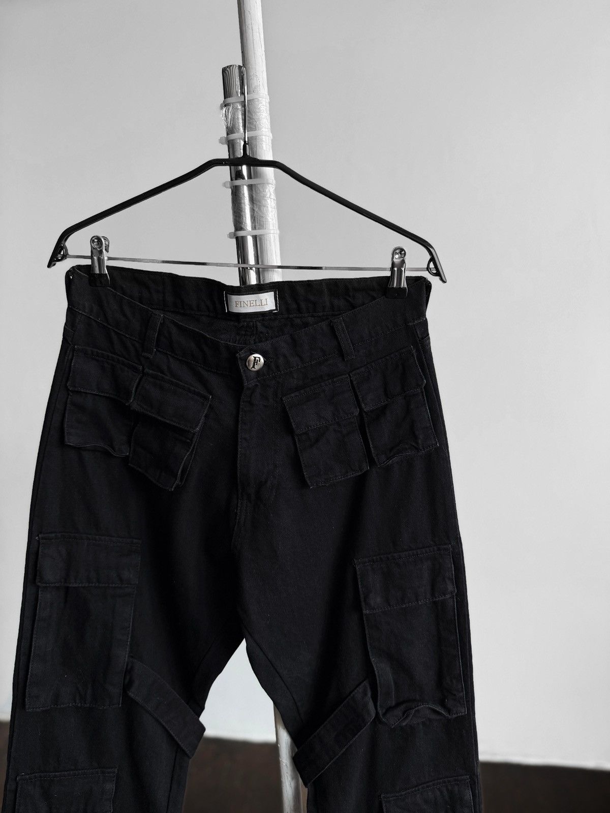 Other Finelli Mens Black Multi-Pocket Strap Utility Jeans RRP $160 Size US 32 / EU 48 - 2 Thumbnail