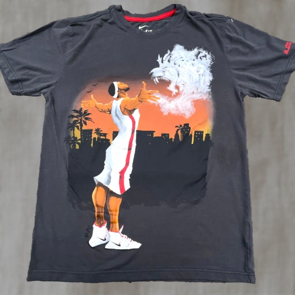 Nike Nike Shirt Men Medium Gray Dri-Fit LeBron James LBJ King Graphic Short Sleeve T-Shirt Nike Dri-Fit Regular Cotton Knit Crew Neck Sports 90s? Size US M / EU 48-50 / 2 - 1 Thumbnail