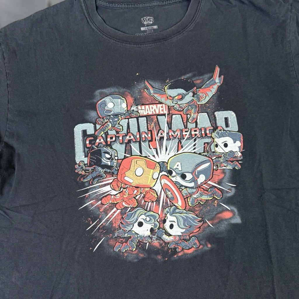 Vintage Marvel Captain America Shirt Mens Large Black Funko Pop Civil War Rare Size US L / EU 52-54 / 3 - 1 Thumbnail
