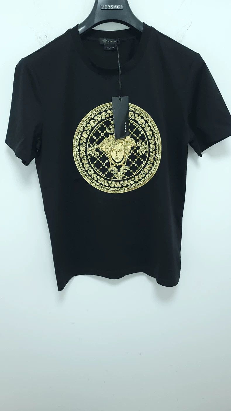 Versace Versace Short-sleeved T-shirt embroidered with gold thread Size US XL / EU 56 / 4 - 1 Thumbnail
