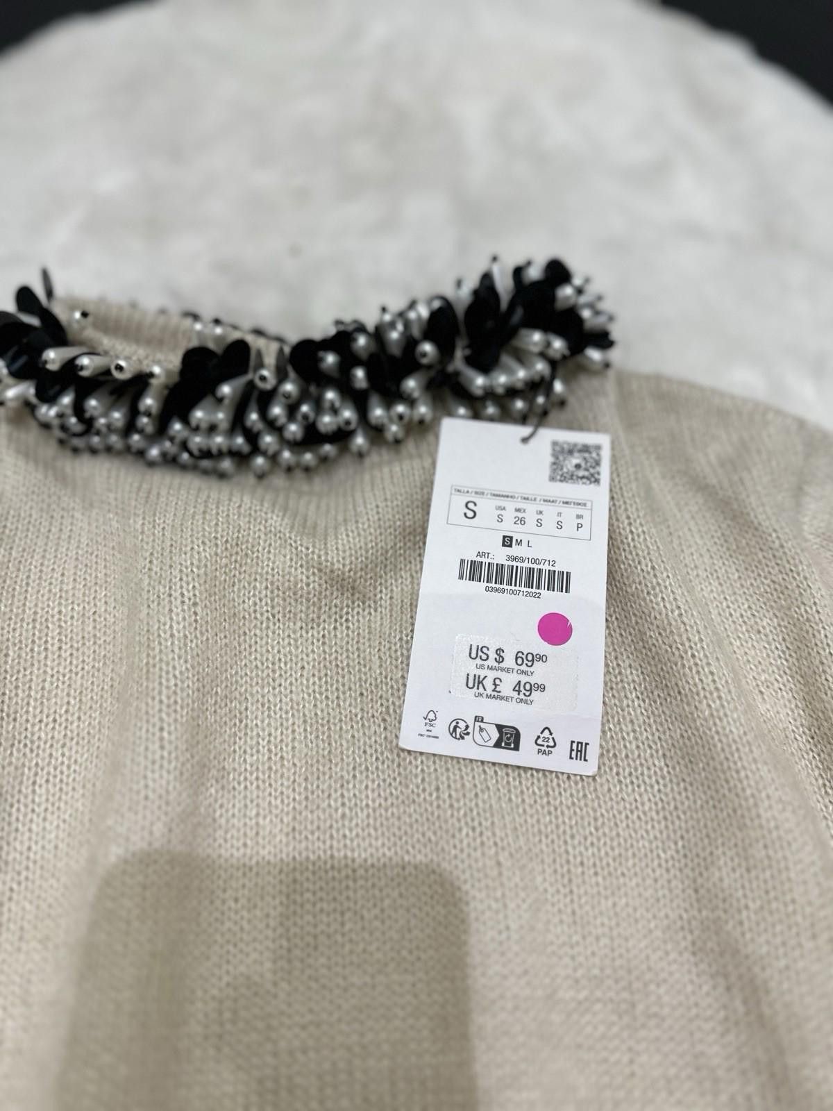Zara ZARA jumper with beaded necklace BNWT Was £45 Size S / US 4 / IT 40 - 3 Thumbnail