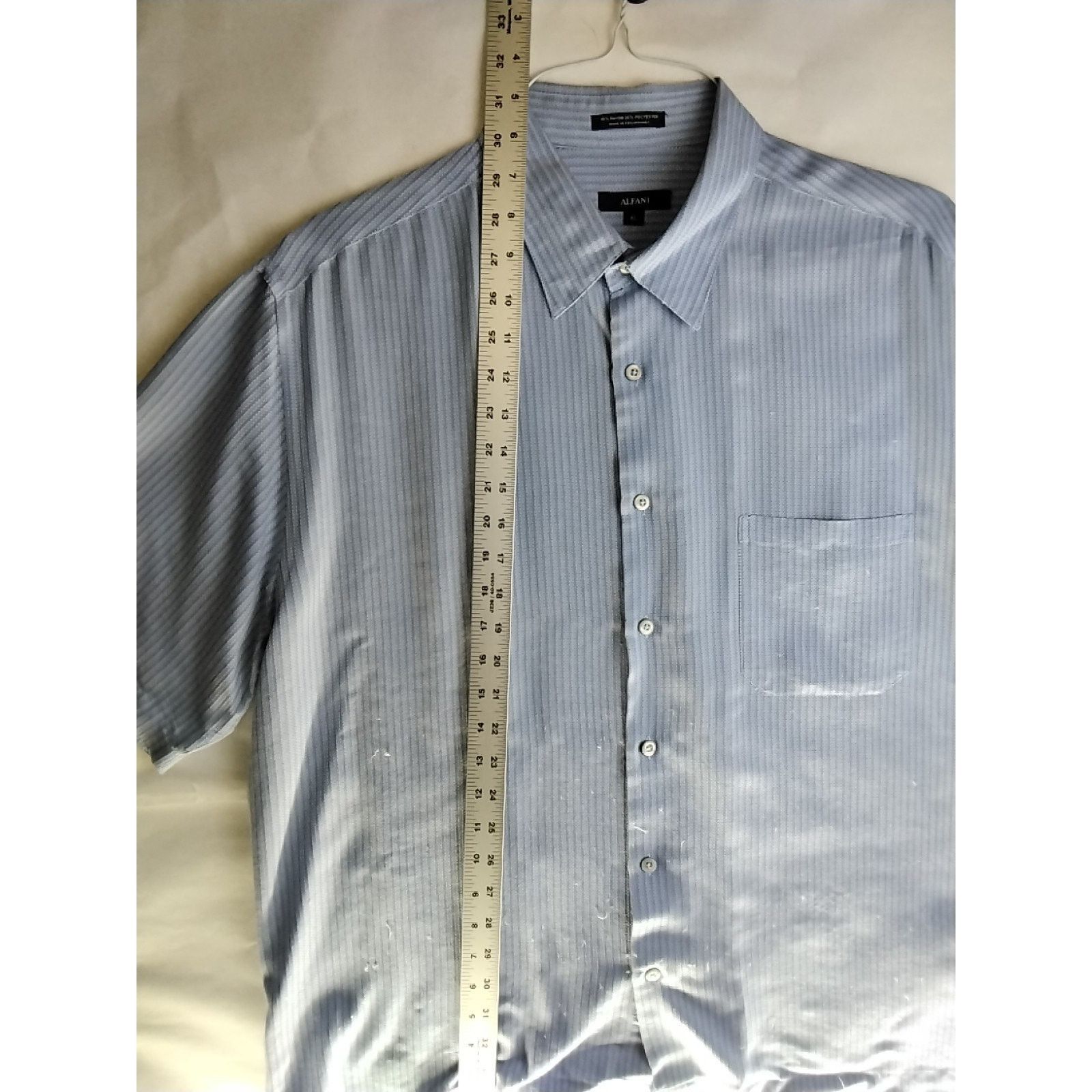 Alfani Alfani short Sleeve Shirt, Blue/White Print Design XL Size US XL / EU 56 / 4 - 5 Thumbnail
