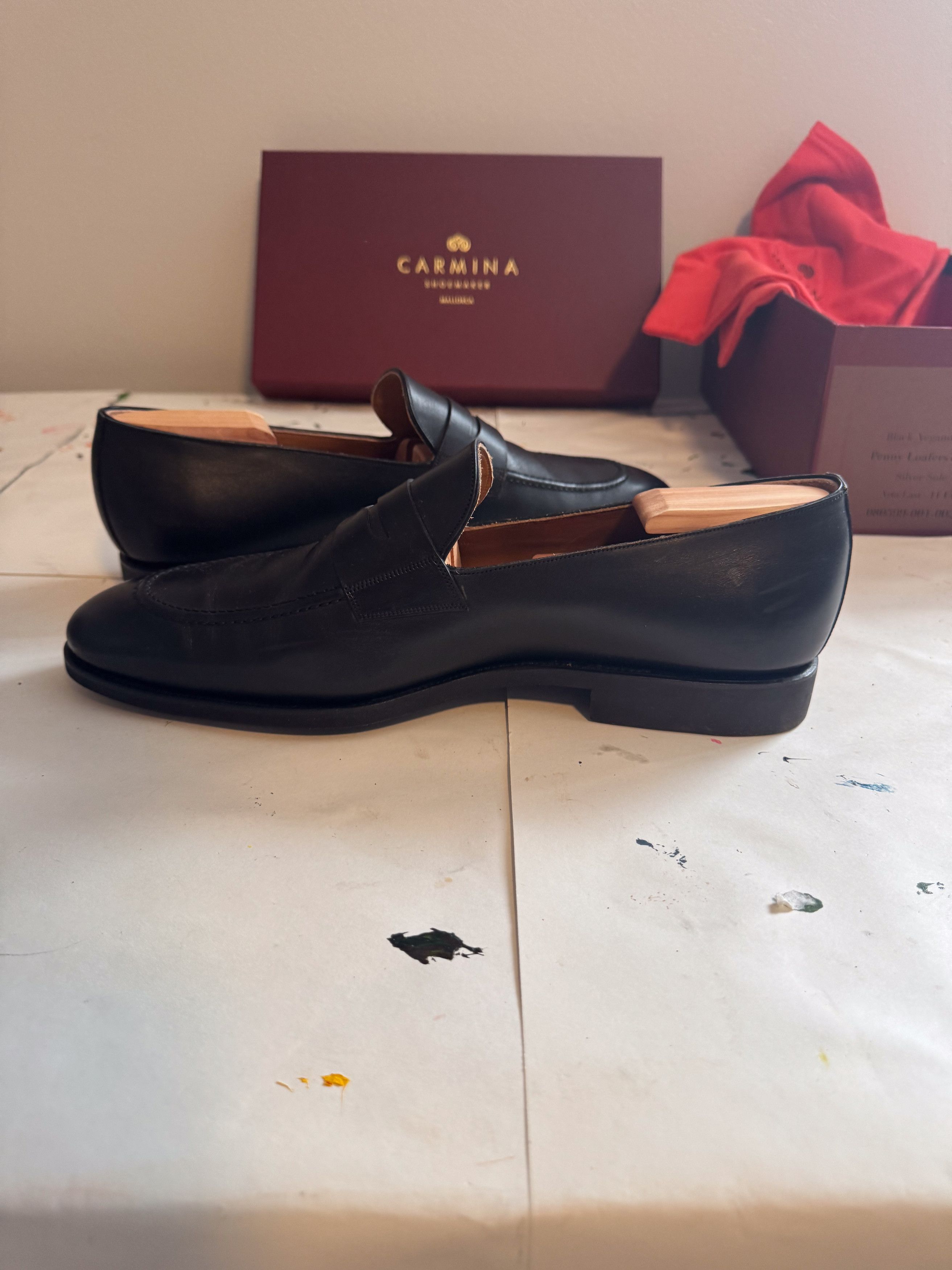 Carmina Penny Loafers 80599 - 12 (Tag 12.5) - Black Leather, Rubber Size US 12 / EU 45 - 5 Thumbnail