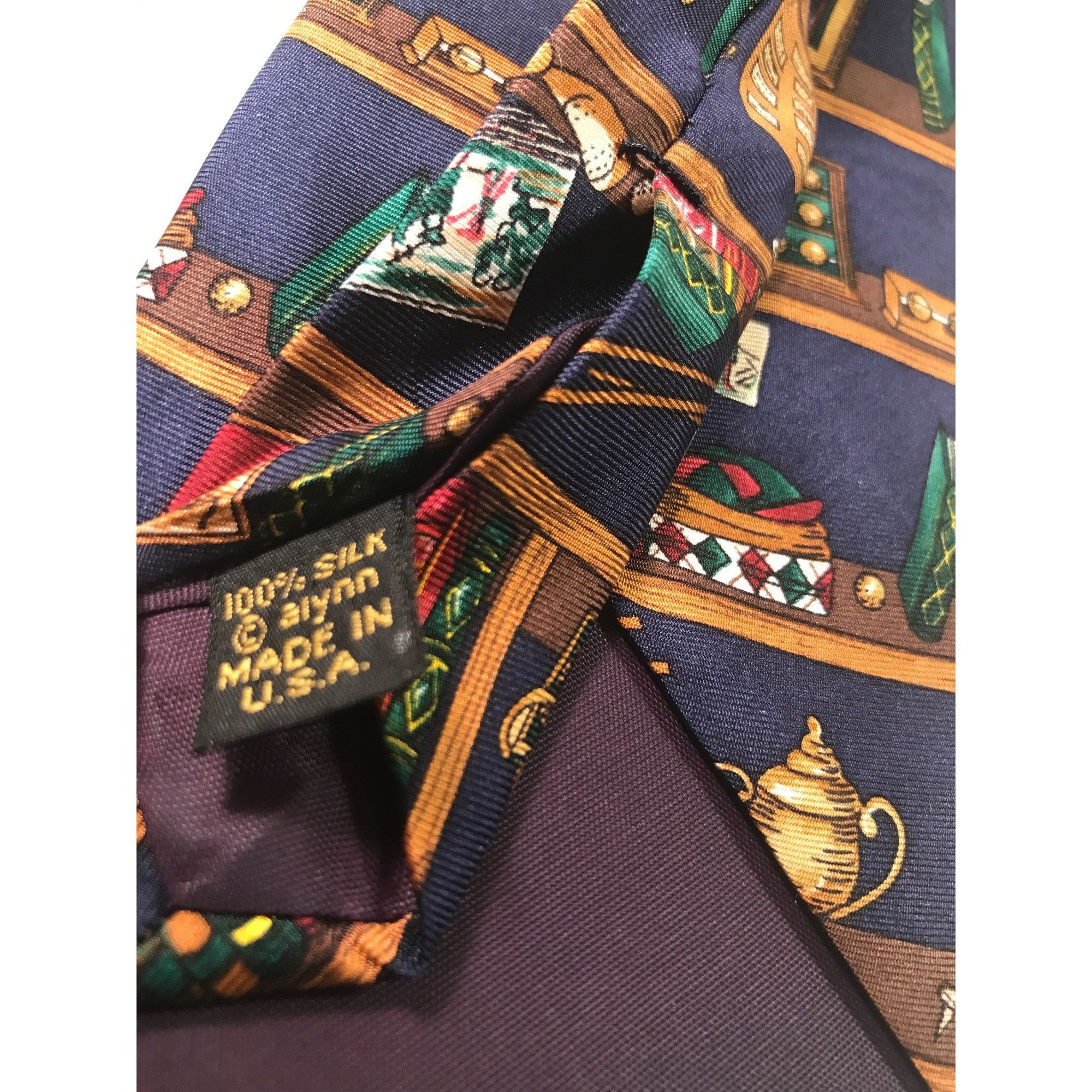 Vintage Alynn Neckwear “Golf Collection “ Bookshelf Print Necktie Size ONE SIZE - 3 Thumbnail