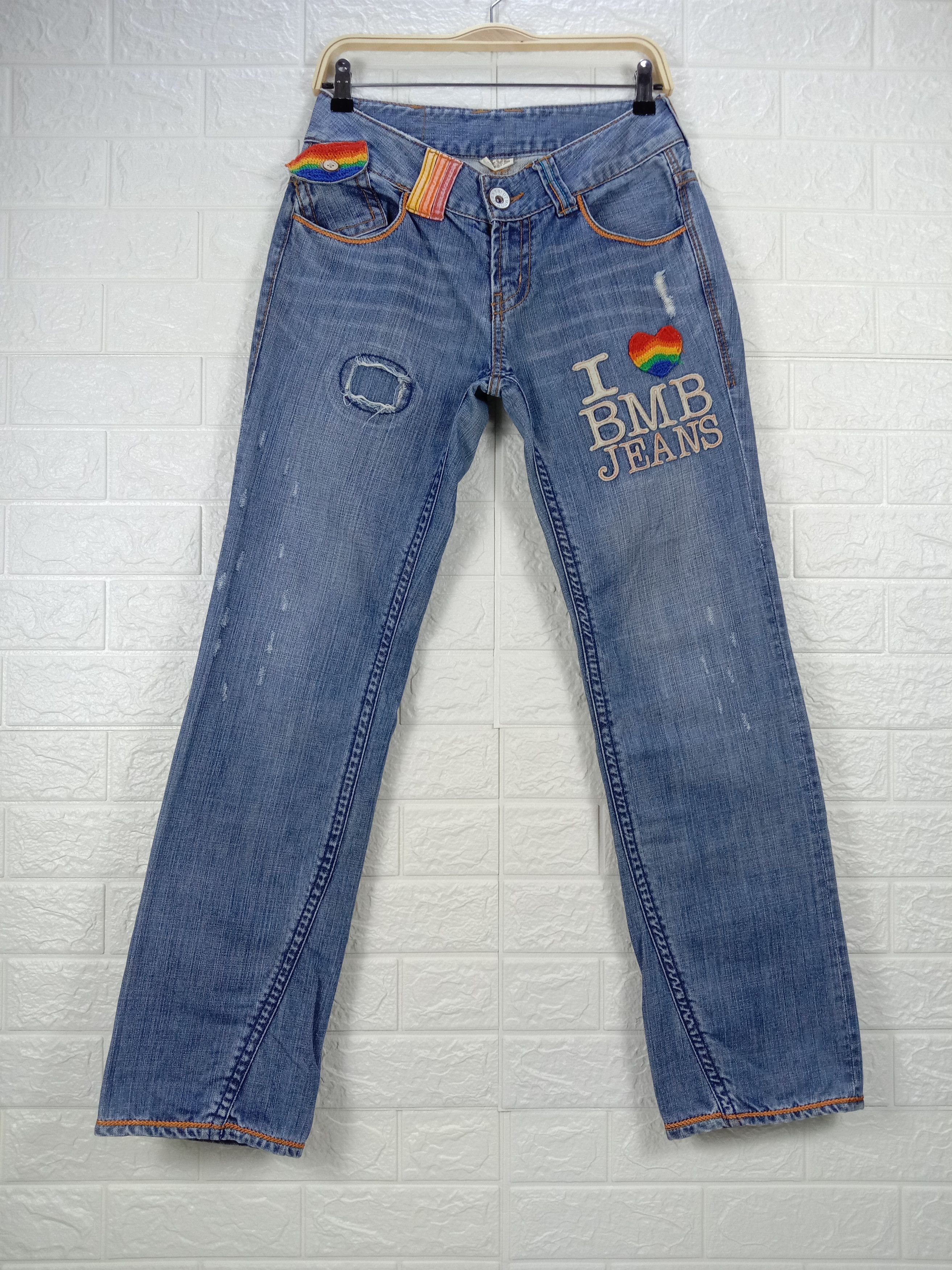 Japanese Brand Vintage Blue Moon Blue Rainbow Knitted Pocket Jeans Size 27" / US 4 / IT 40 - 5 Thumbnail