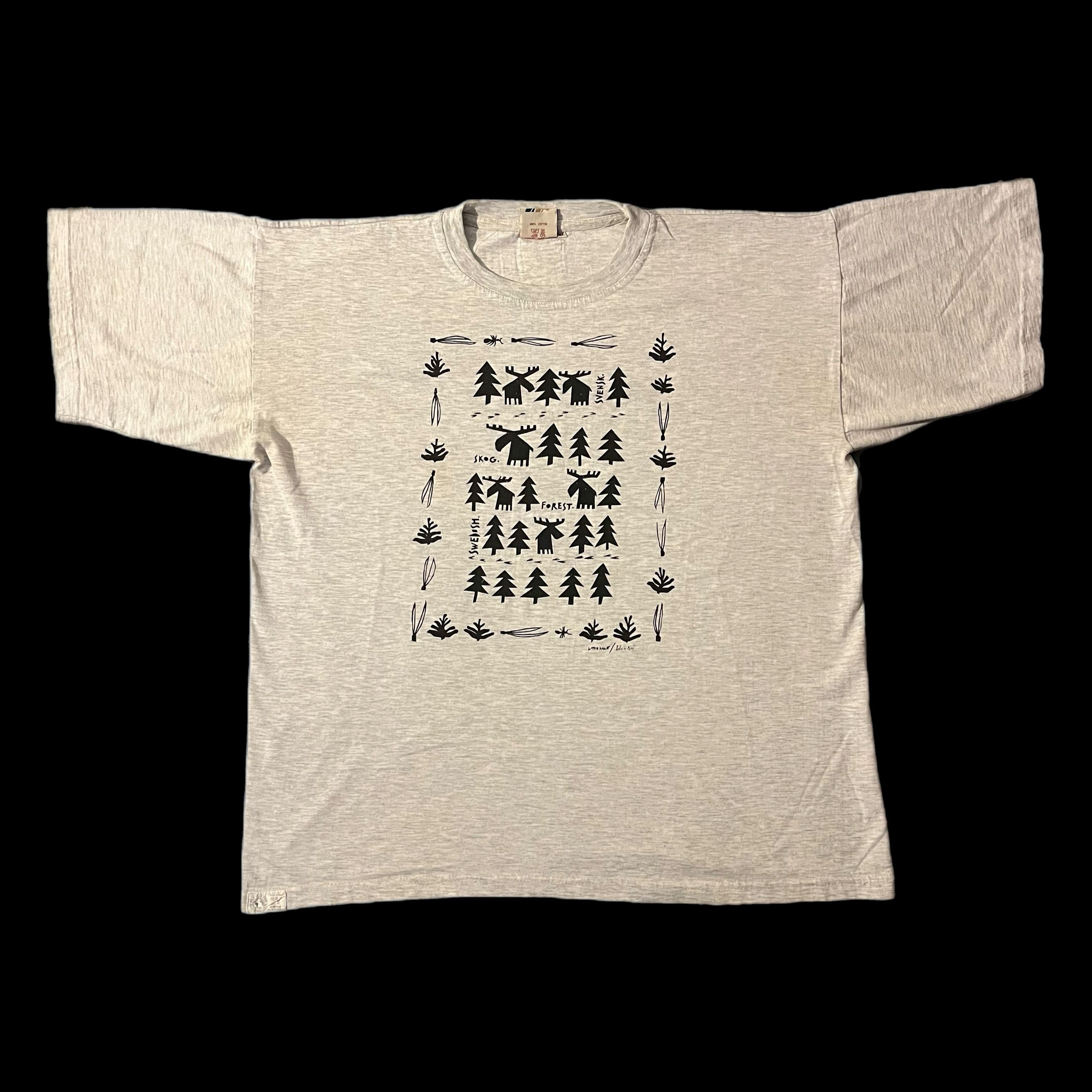 Vintage Vintage 00s Swedish Forest Trees Moose Silhouette Tee Size US XL / EU 56 / 4 - 2 Thumbnail