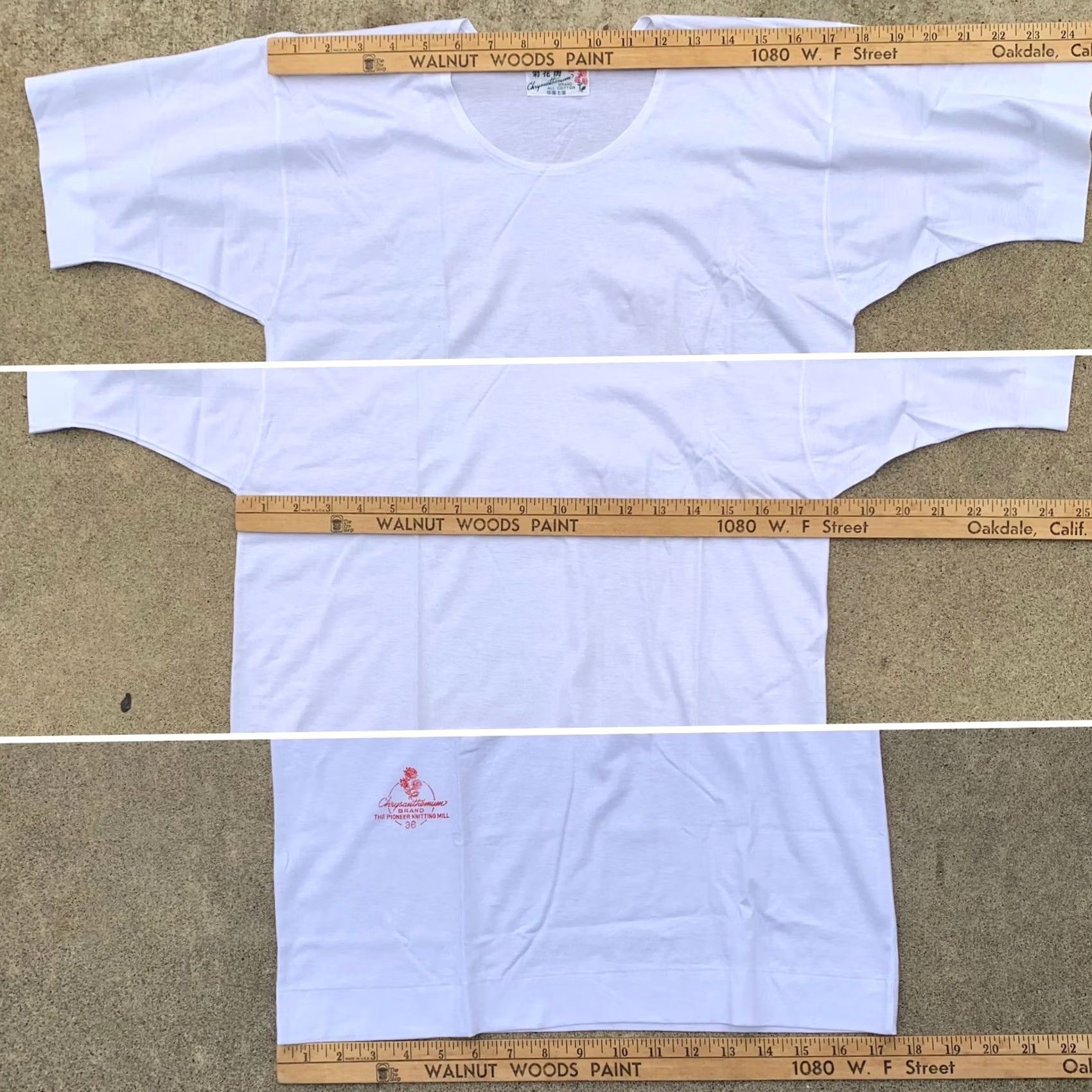 J Brand VINTAGE Chrysanthemum Brand The Pioneer Knitting Mill 36 t-shirt all cotton Mens Shirt 36 White Sportswear/Beach, Basic Tee, Original, Single stitch Size US M / EU 48-50 / 2 - 7 Thumbnail