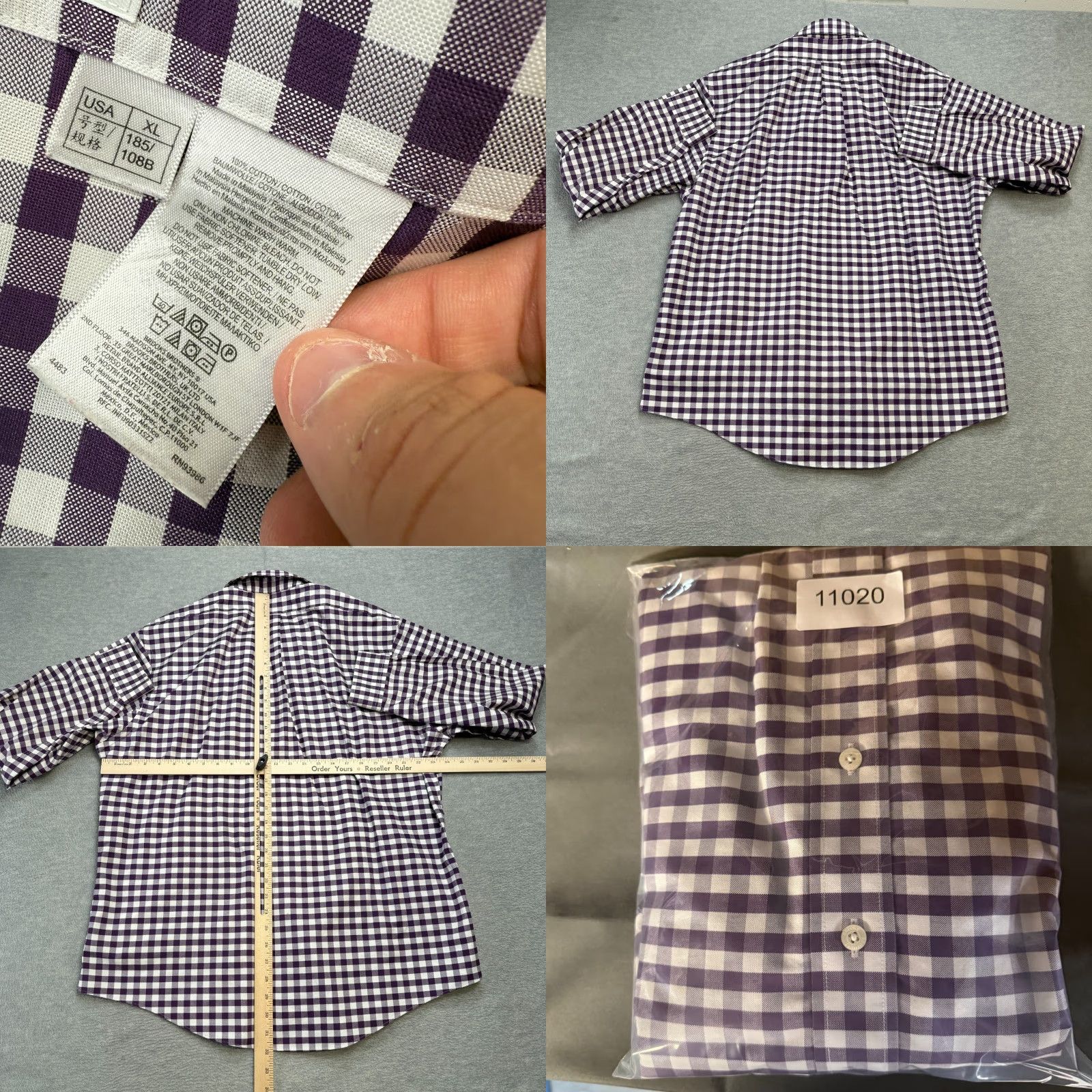 Brooks Brothers Brooks Brothers Shirt Mens XL Slim Button-Down Purple Gingham Check Oxford Tie-Down Size US XL / EU 56 / 4 - 8 Thumbnail