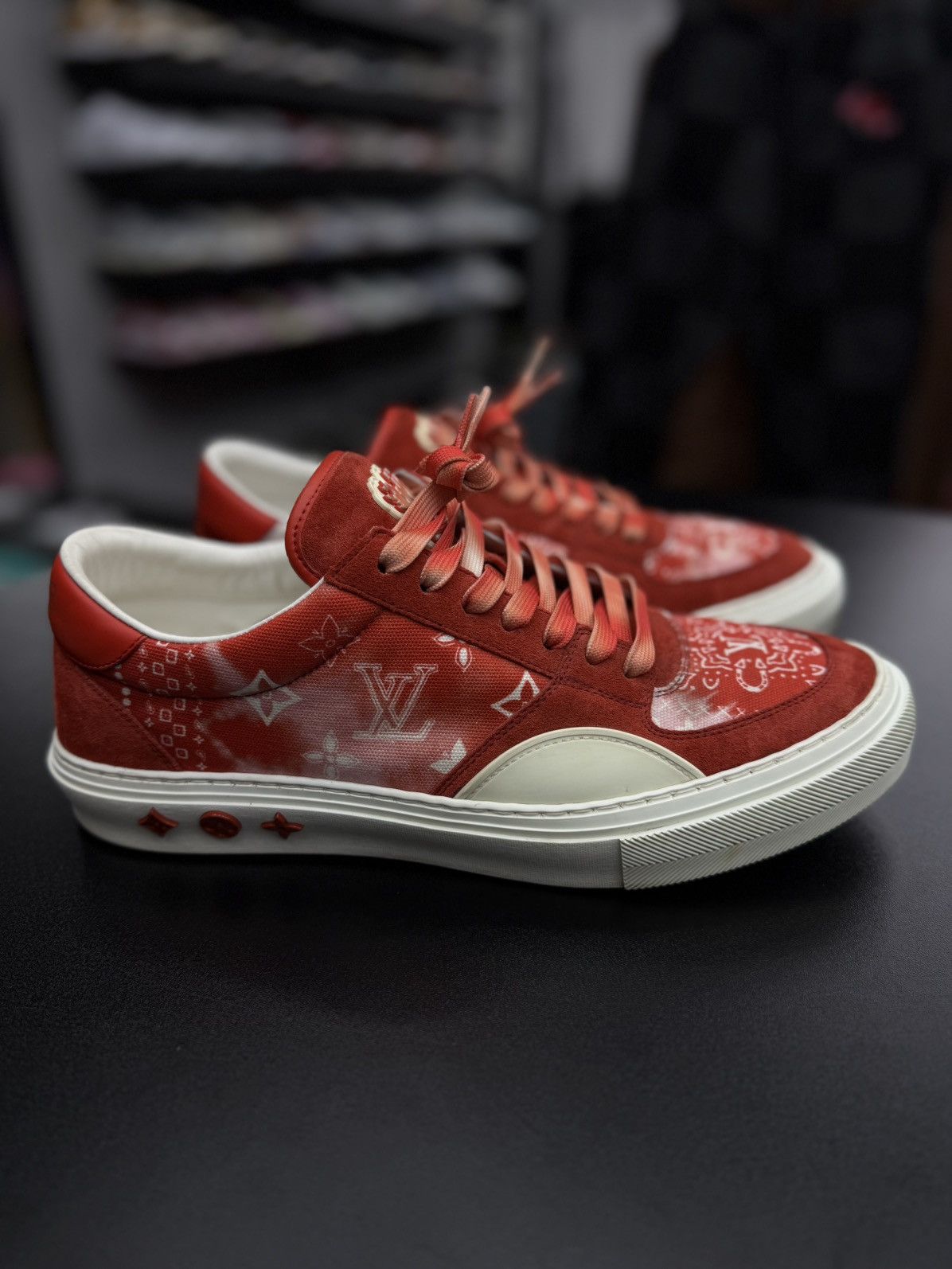 Louis Vuitton Louis Vuitton Red Bandanna Low Top Sneakers 8LV/9US Size US 9 / EU 42 - 1 Thumbnail