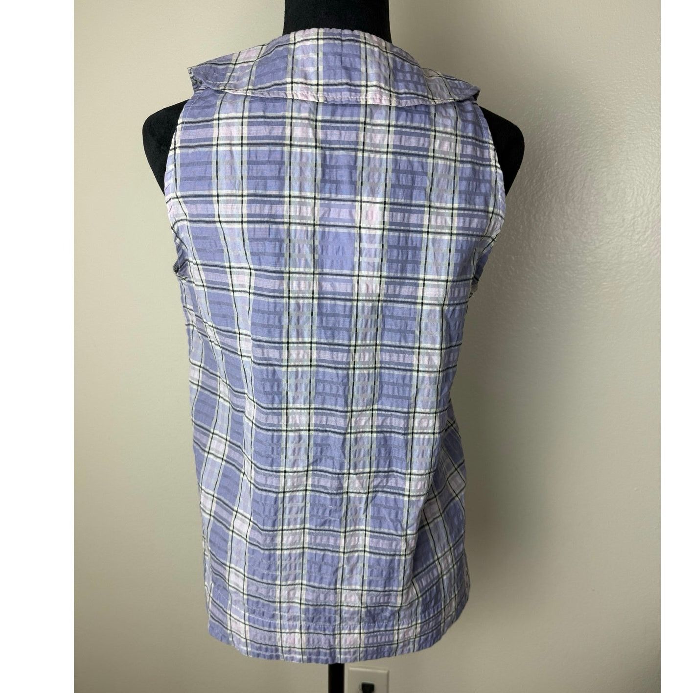 Ganni Ganni Checked Cotton-Blend Seersucker Top - Size US 6 Size M / US 6-8 / IT 42-44 - 10 Thumbnail