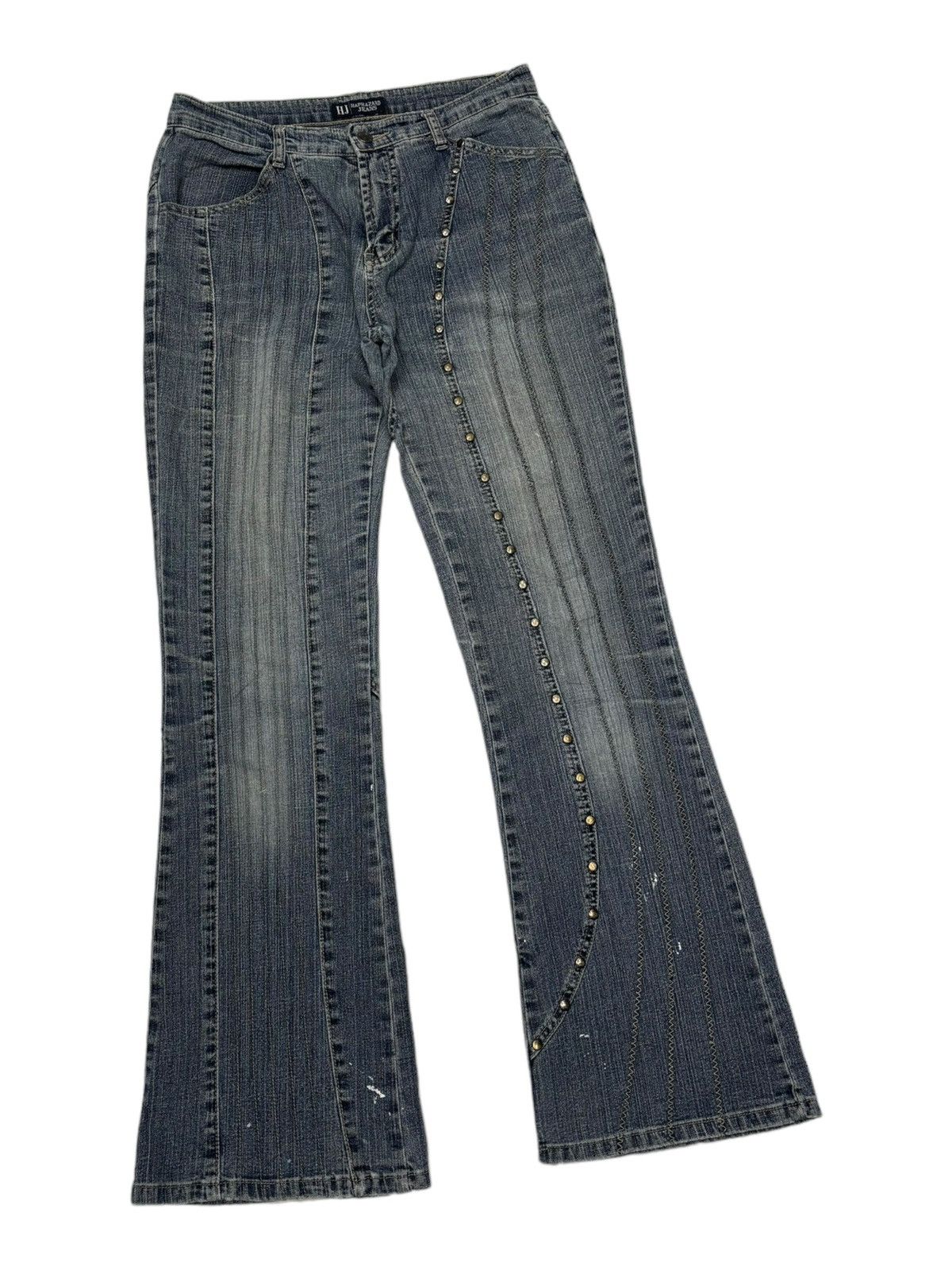 If Six Was Nine FLARE JEANS HAPHAZARD METAL STUDDED FLARED JEANS Size US 30 / EU 46 - 2 Thumbnail