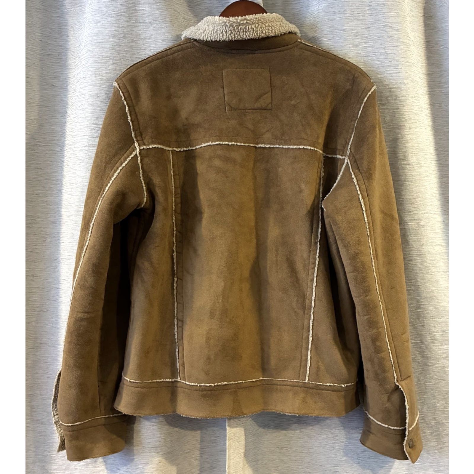 Vintage VINTAGE Aéropostale Jacket Suede Brown Faux Leather Shearling Collar Sherpa Lined Small Men Regular Ranch Autumn Winter Jacket Size US S / EU 44-46 / 1 - 5 Thumbnail