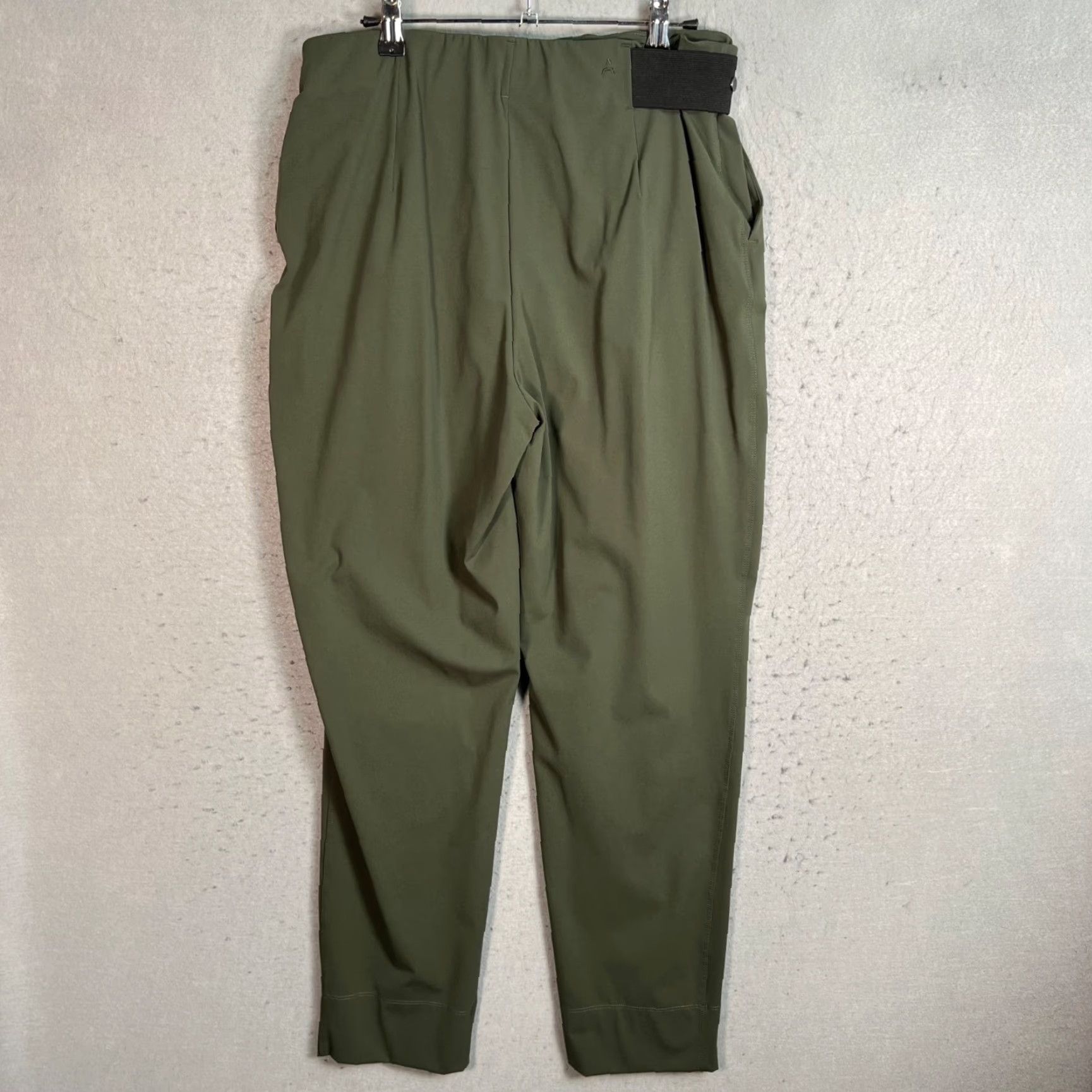 Vintage Aday Pants Womens Large Green Elastic Waist Tapered Leg Ankle Inseam 29 in Nylon Elastane Plus Pleated Rise High Casual Size 36" / US 14 / IT 50 - 2 Thumbnail