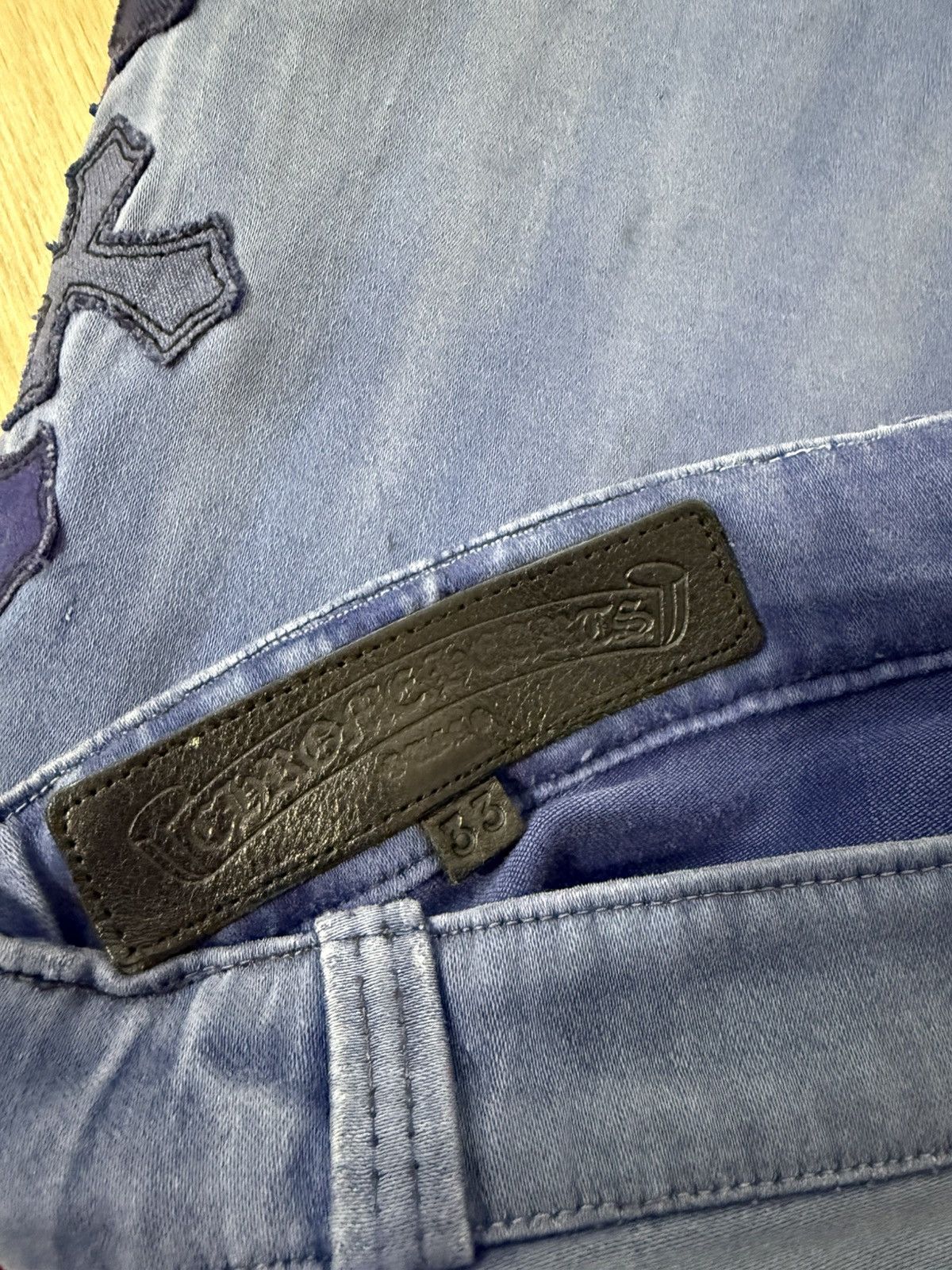 Chrome Hearts Chrome Hearts Blue French Workwear Cross Patch Pants Size US 33 - 10 Thumbnail