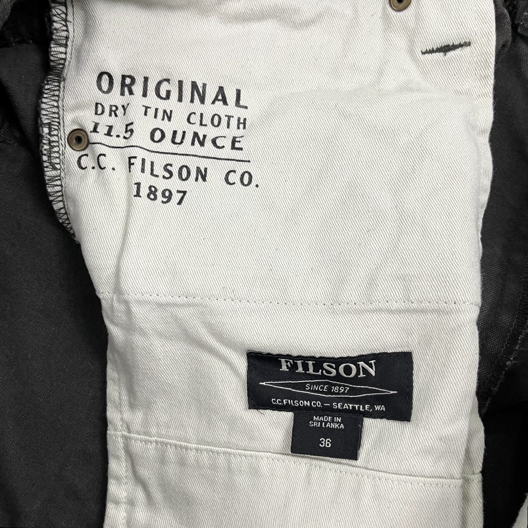 Filson Filson Men's Chino Pants 36x29 Gray Washed Green 5-Pocket Workwear Size US 36 / EU 52 - 2 Thumbnail