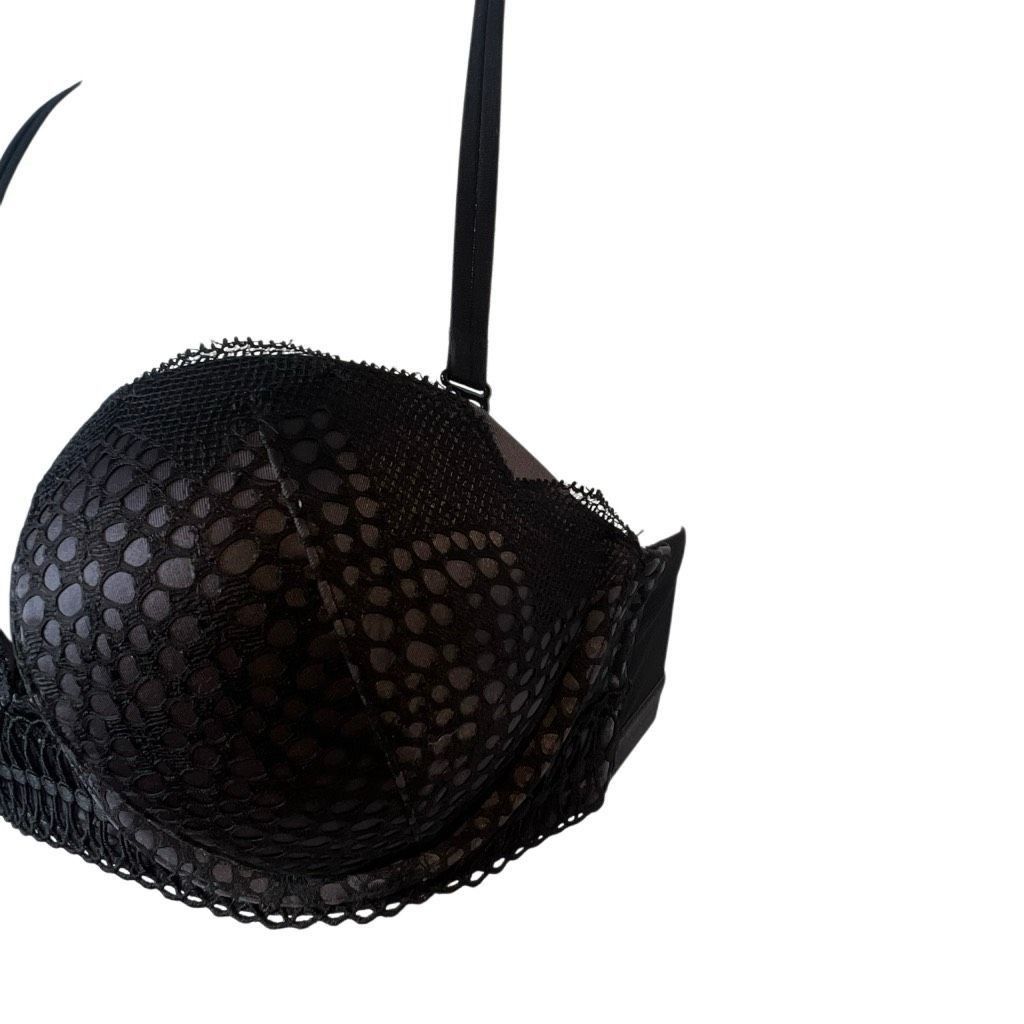 Victoria's Secret Victoria’s Secret Very Sexy Black Mesh Overlay Push-Up Bra 32D E70 Size ONE SIZE - 12 Thumbnail