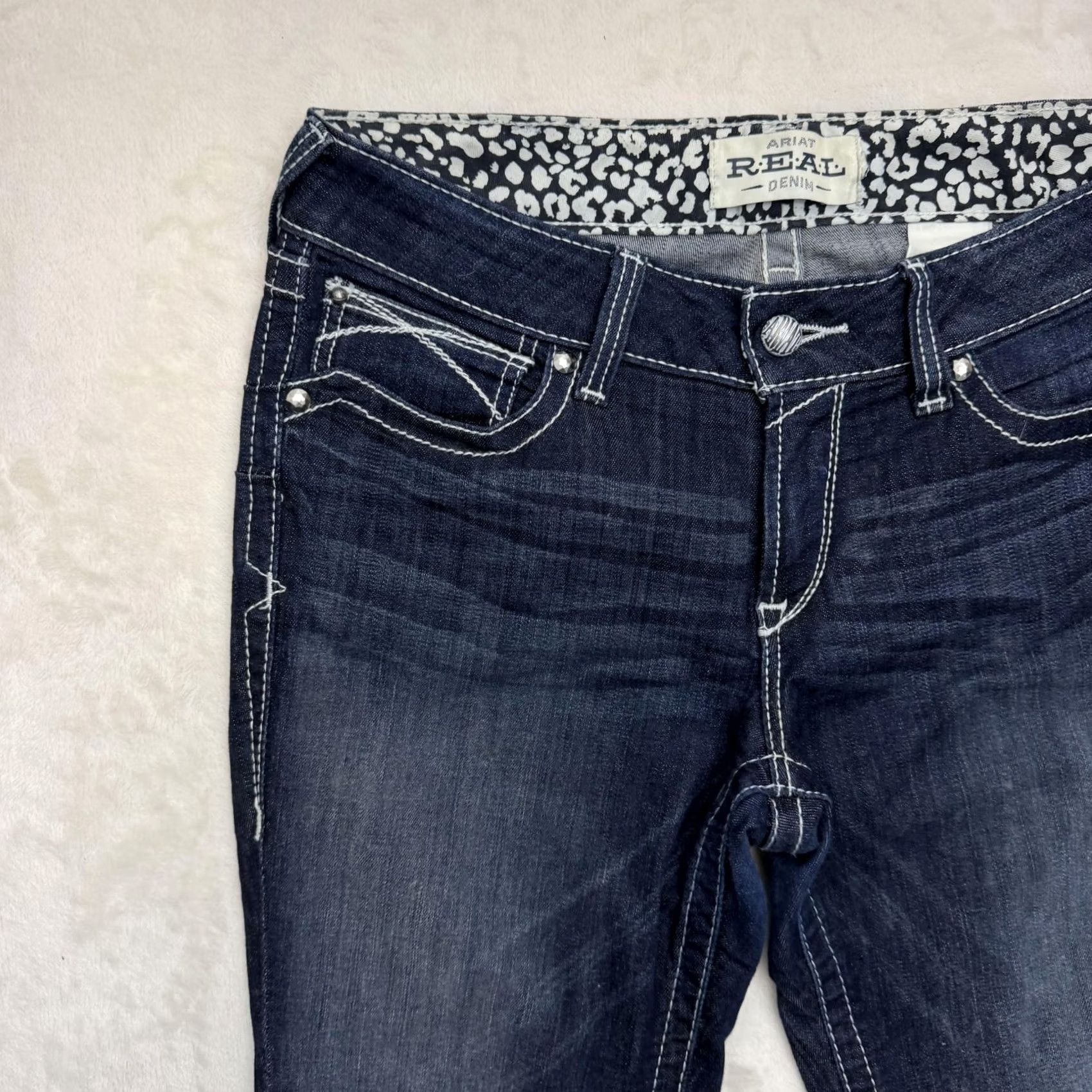 Ariat Ariat REAL Denim Jeans Womens 34x32 Bootcut Low Rise Embroidered Blue Denim 5-Pocket Western Stretch Jeans Womens Size 24" / US 00 / IT 34 - 5 Thumbnail