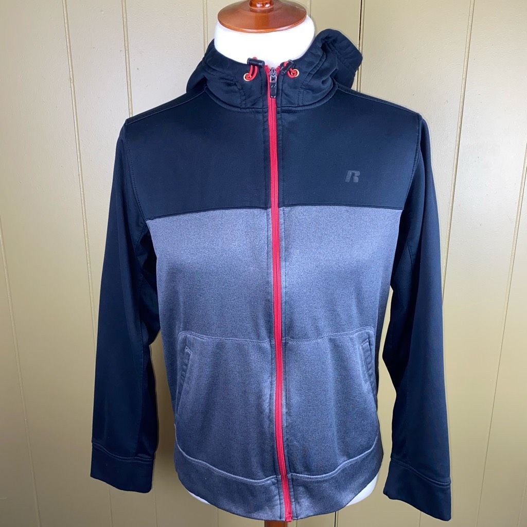 Russell Athletic Russell men M fu zip hooded jacket w/front pockets grey blac Size US M / EU 48-50 / 2 - 1 Thumbnail