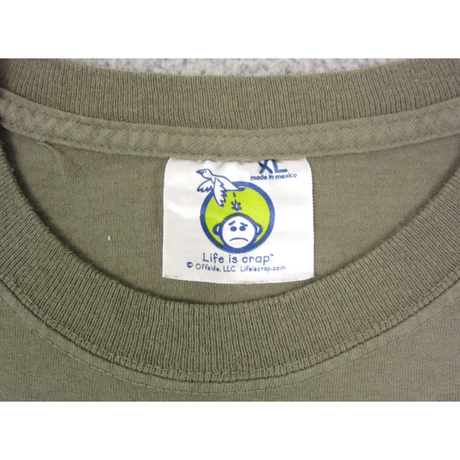 Alife Vintage Life is Crap Shirt Mens XL Green 80s 90s Retro Funny T-Shirt Short Sleeve Crew Neck Logo Cotton Jersey Size US XL / EU 56 / 4 - 5 Thumbnail